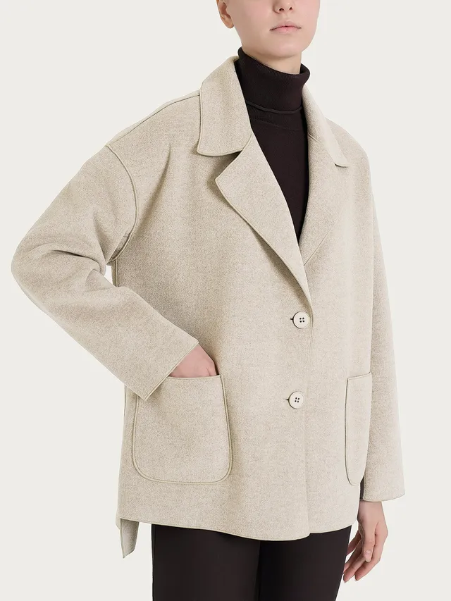 Ragno Vegan Wool cappotto caban Champignon melange corto
