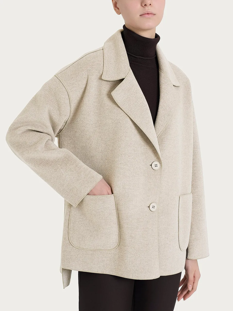 Ragno Vegan Wool cappotto caban Champignon melange corto