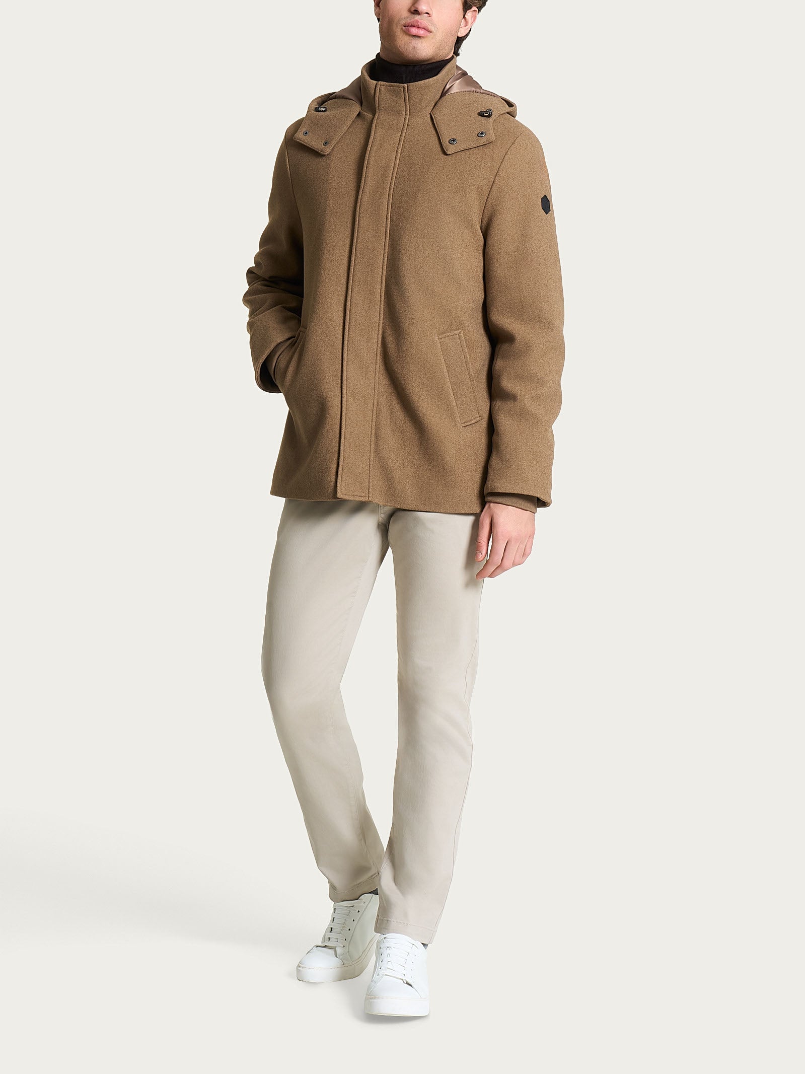Ragno Vegan Wool Parka Castoro Mel. uomo cappuccio