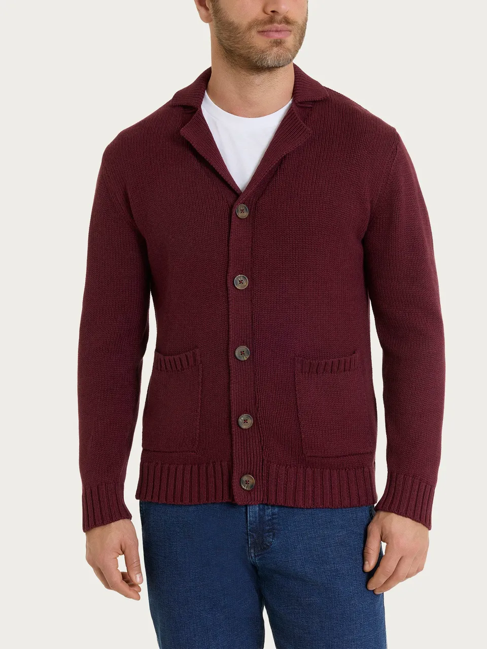 Ragno Winter Cotton Cardigan Uomo Fig Mel. puro cotone