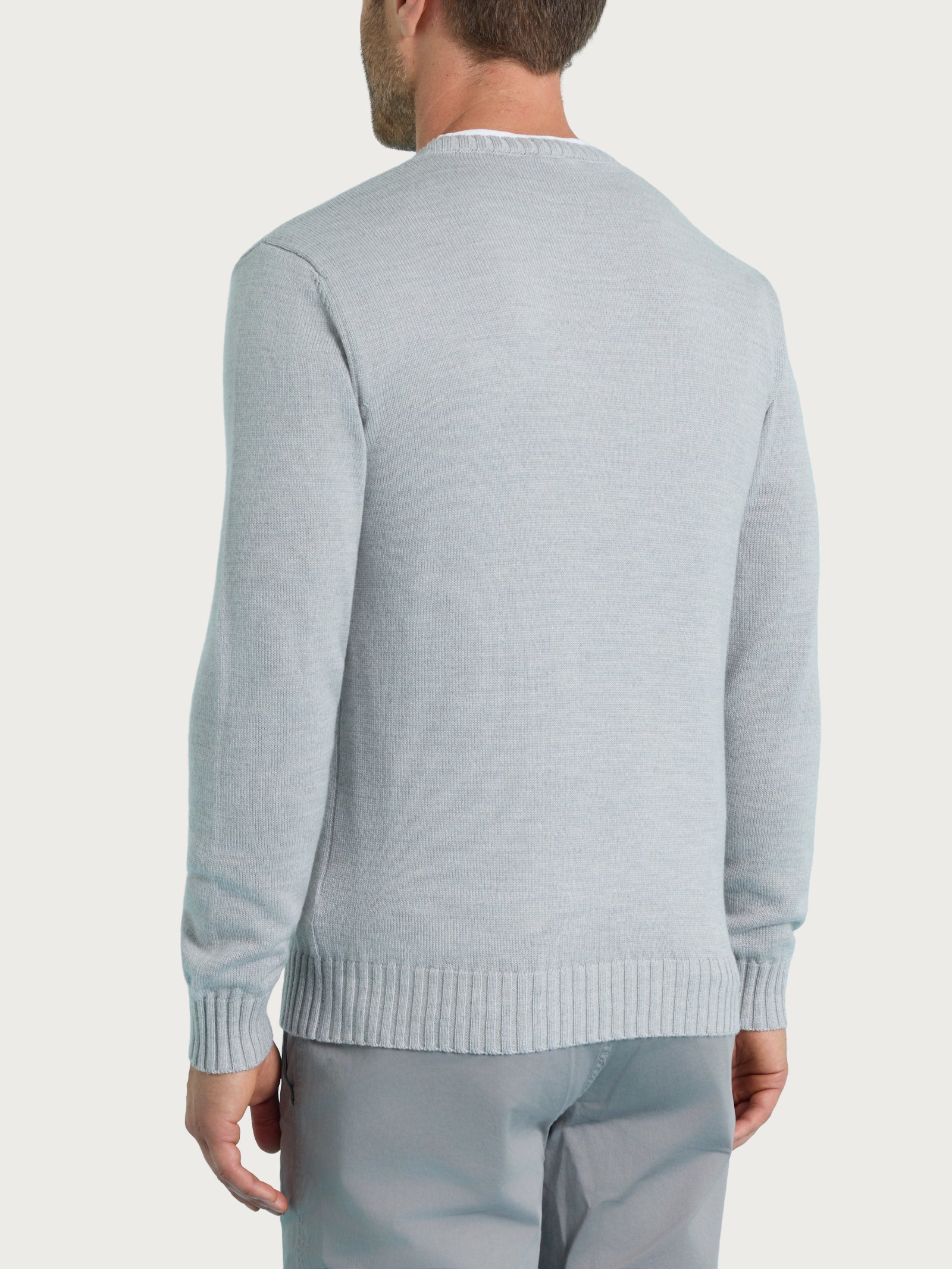 Ragno Merino Soft pull girocollo punto links grigio lana