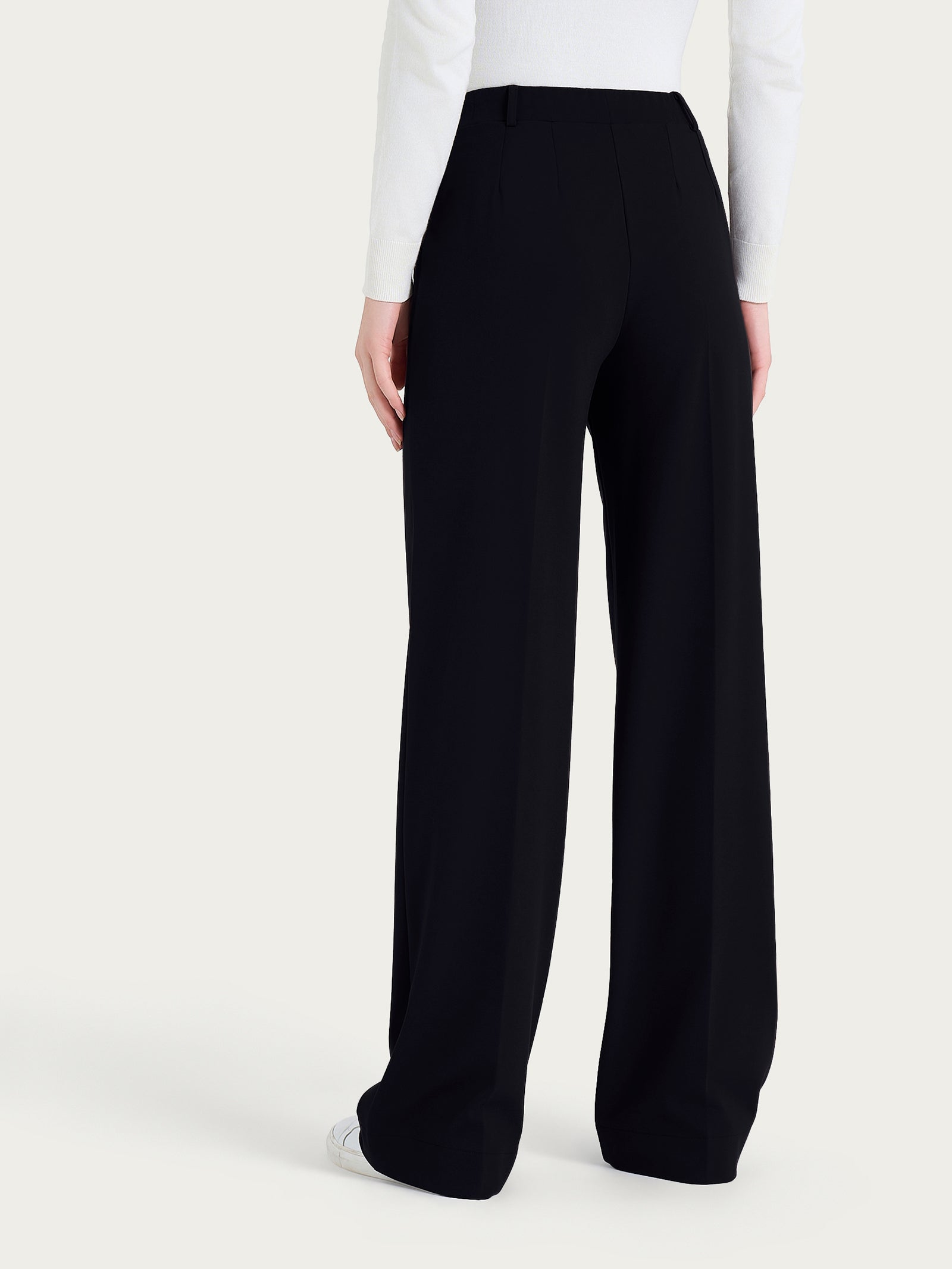 Ragno Compact Pantalone Palazzo Tasche Nero Wide Leg