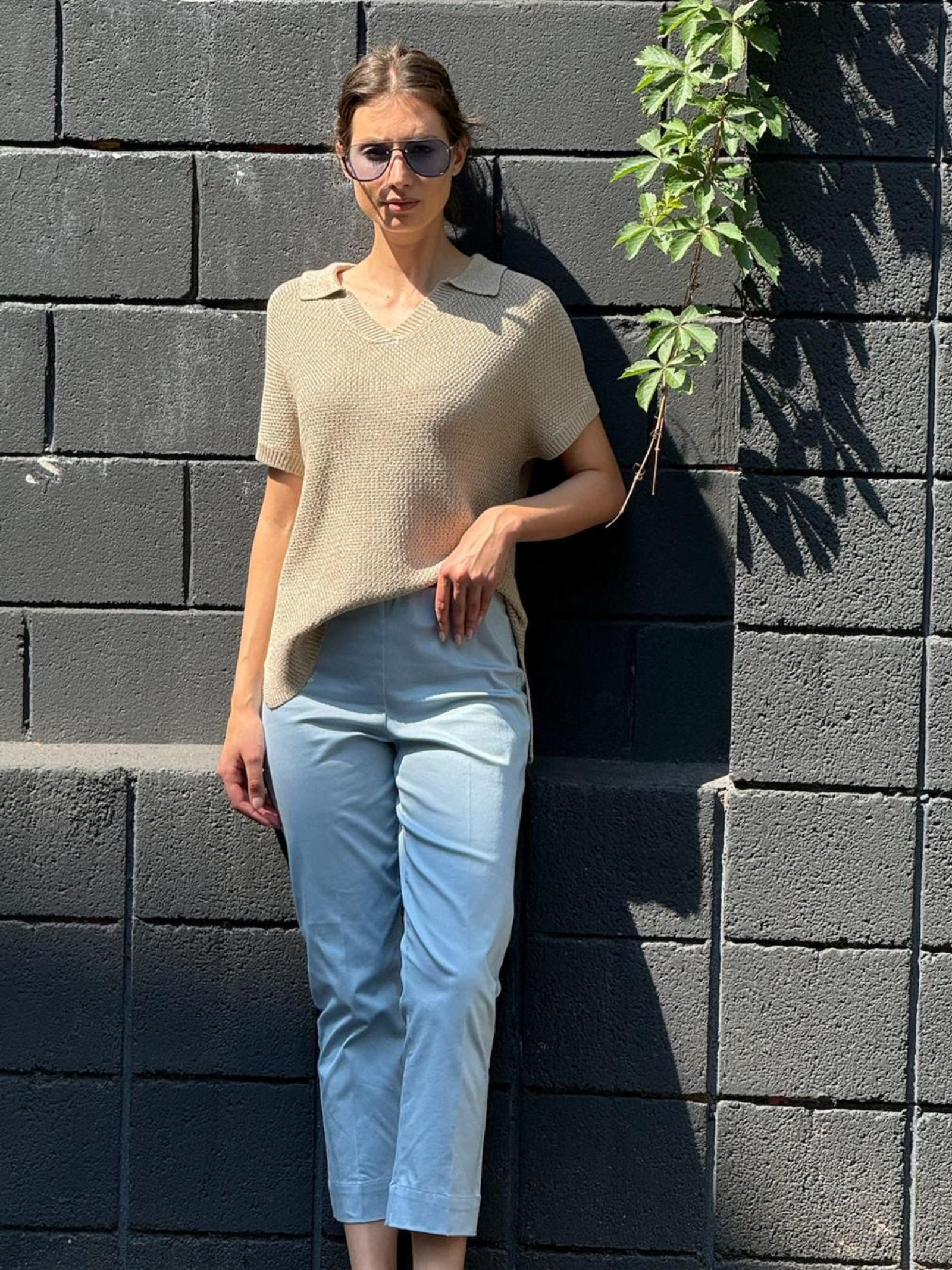 Ragno Viscosa Summer Polo lurex viscosa Crockery manica corta