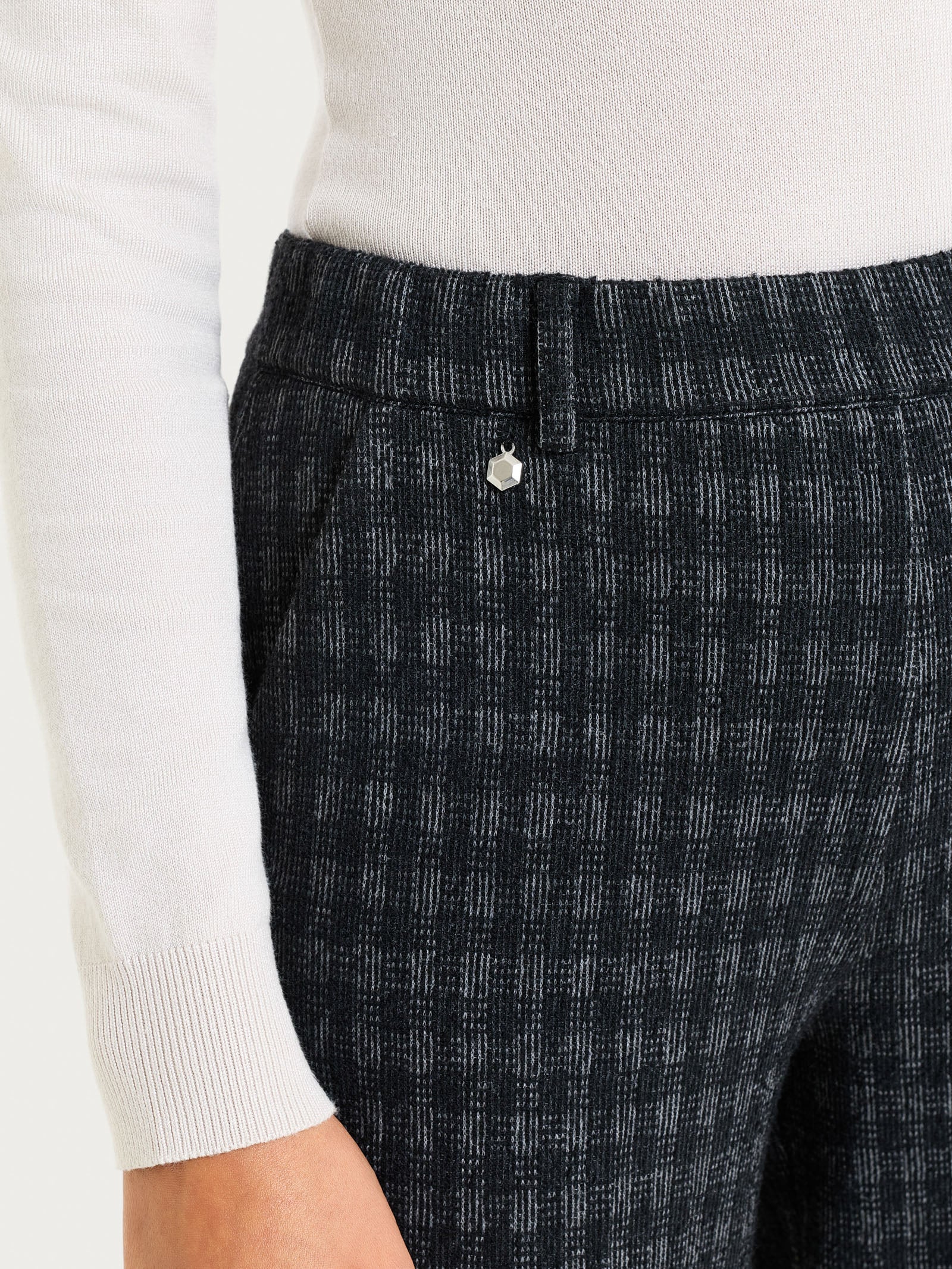 Ragno Compact pantalone dritto tasche misto lana nero check