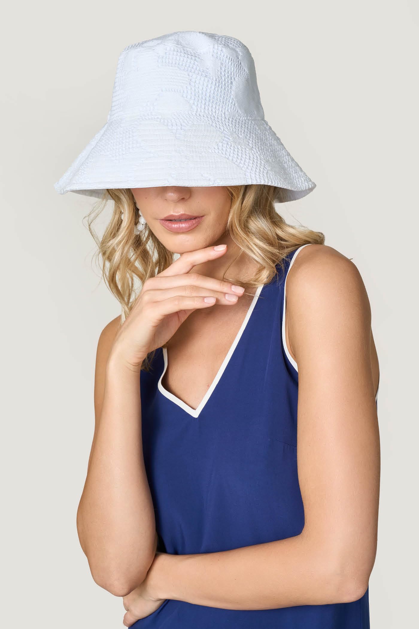 Goldenpoint Filet Cappello Bucket Tela e Pizzo Tinta Unita