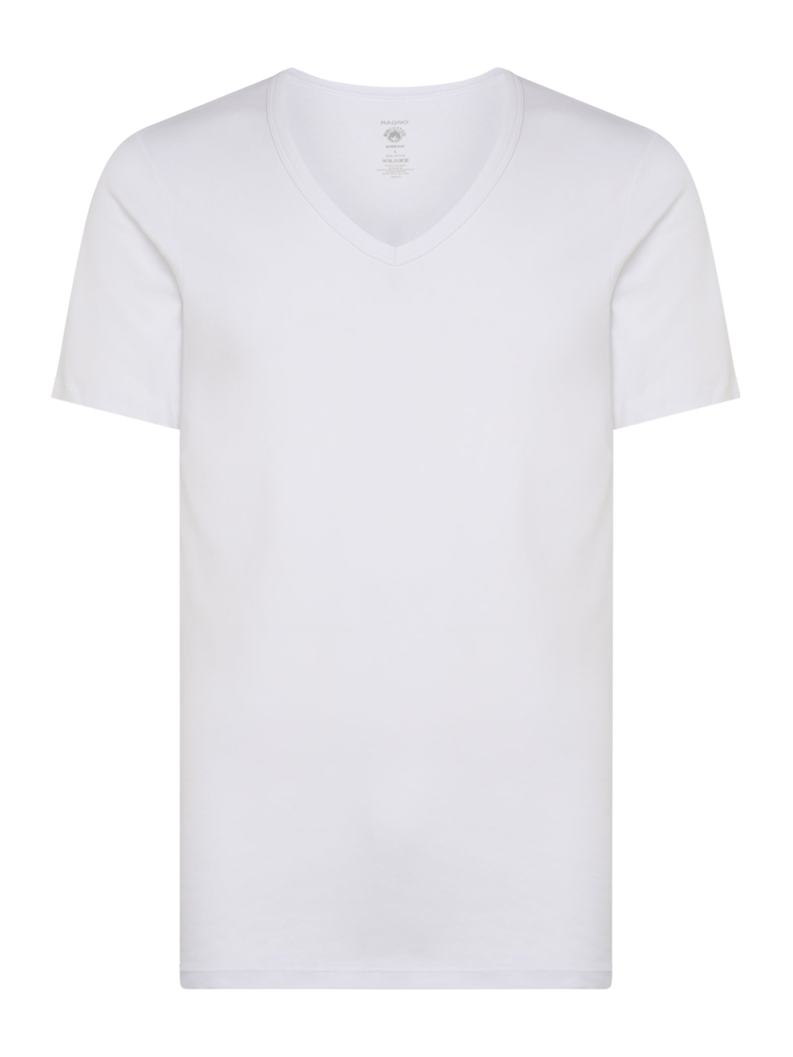 Ragno Interlock maglietta scollo V uomo white in cotone