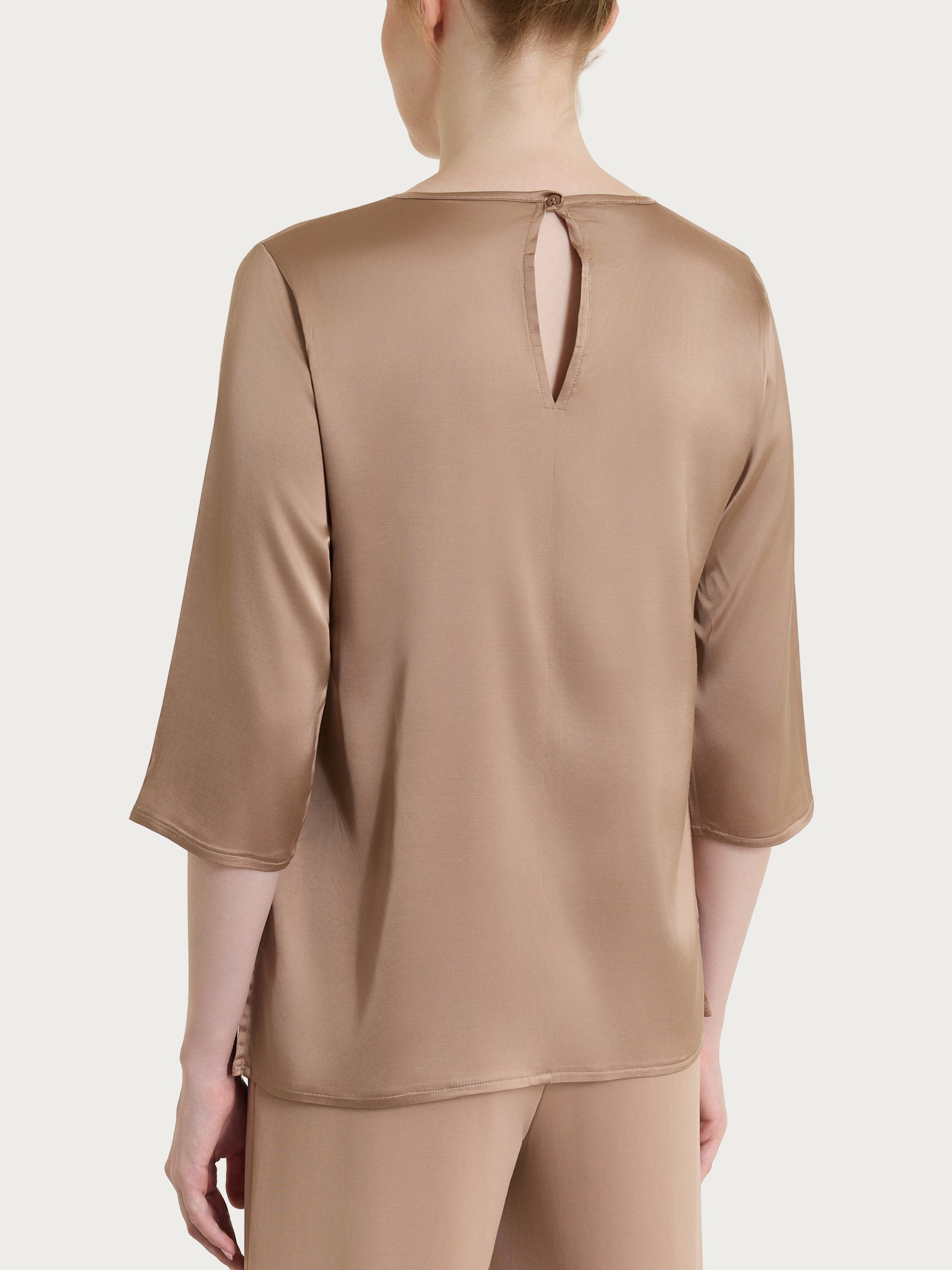 Ragno Stretch Satin blusa manica 3/4 Warm Taupe viscosa