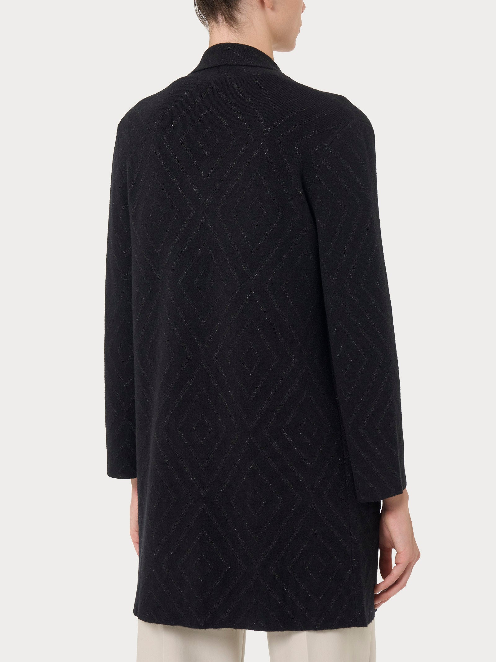 Ragno Four Seasons Cardigan Lungo Nero rombi lurex