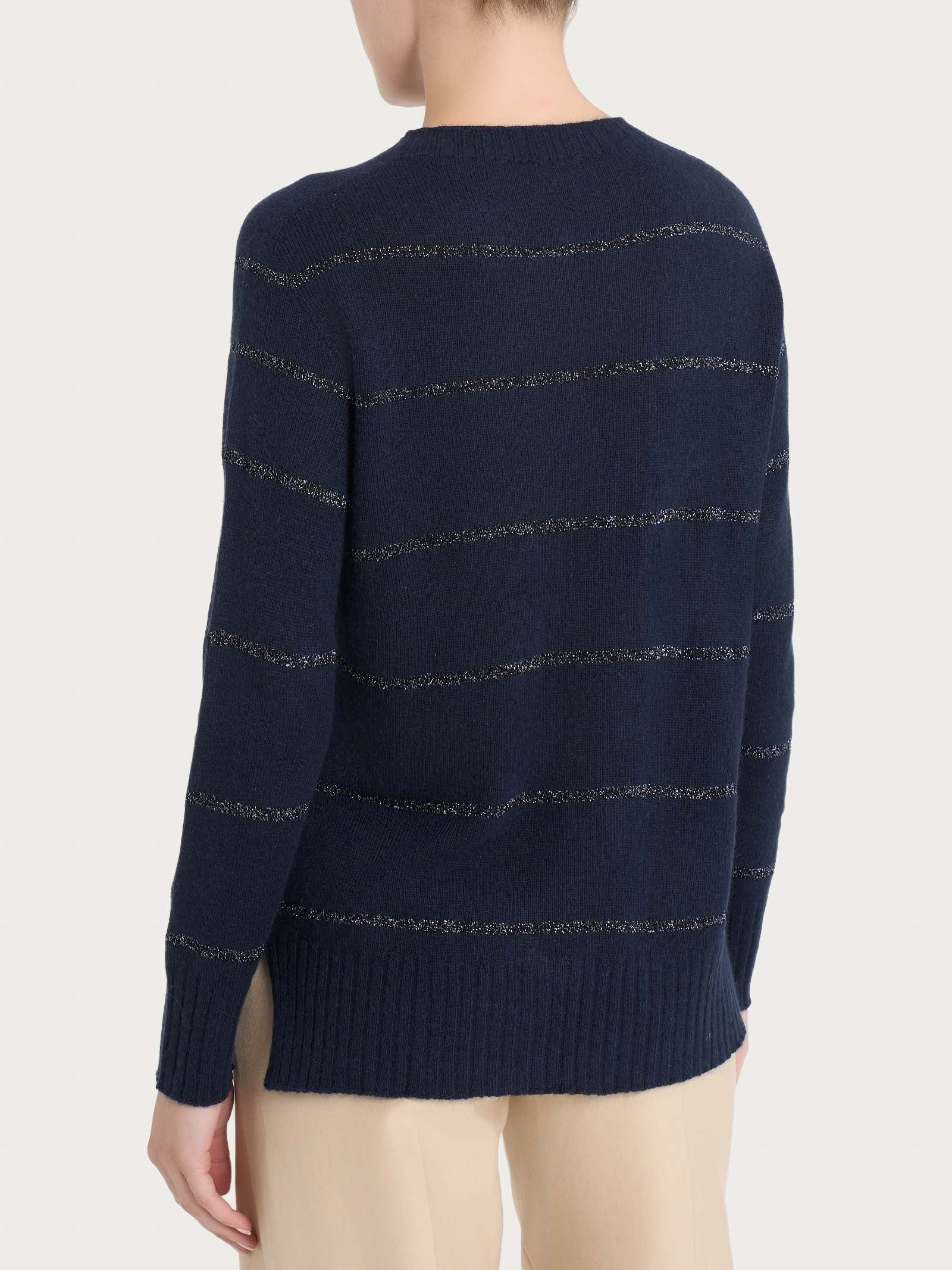 Ragno Maglia Girocollo Righe Angora Bleu blu donna