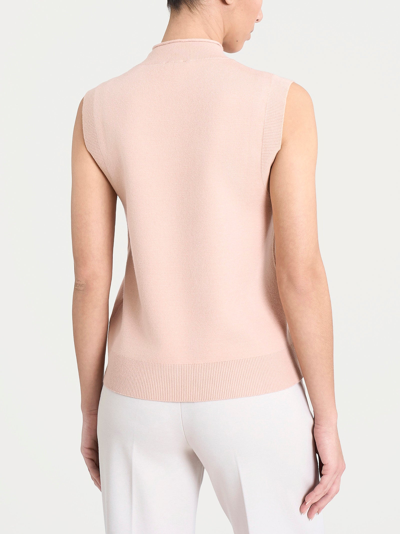 Ragno Super Soft maglia smanicata lupetto rosa collo arricciato