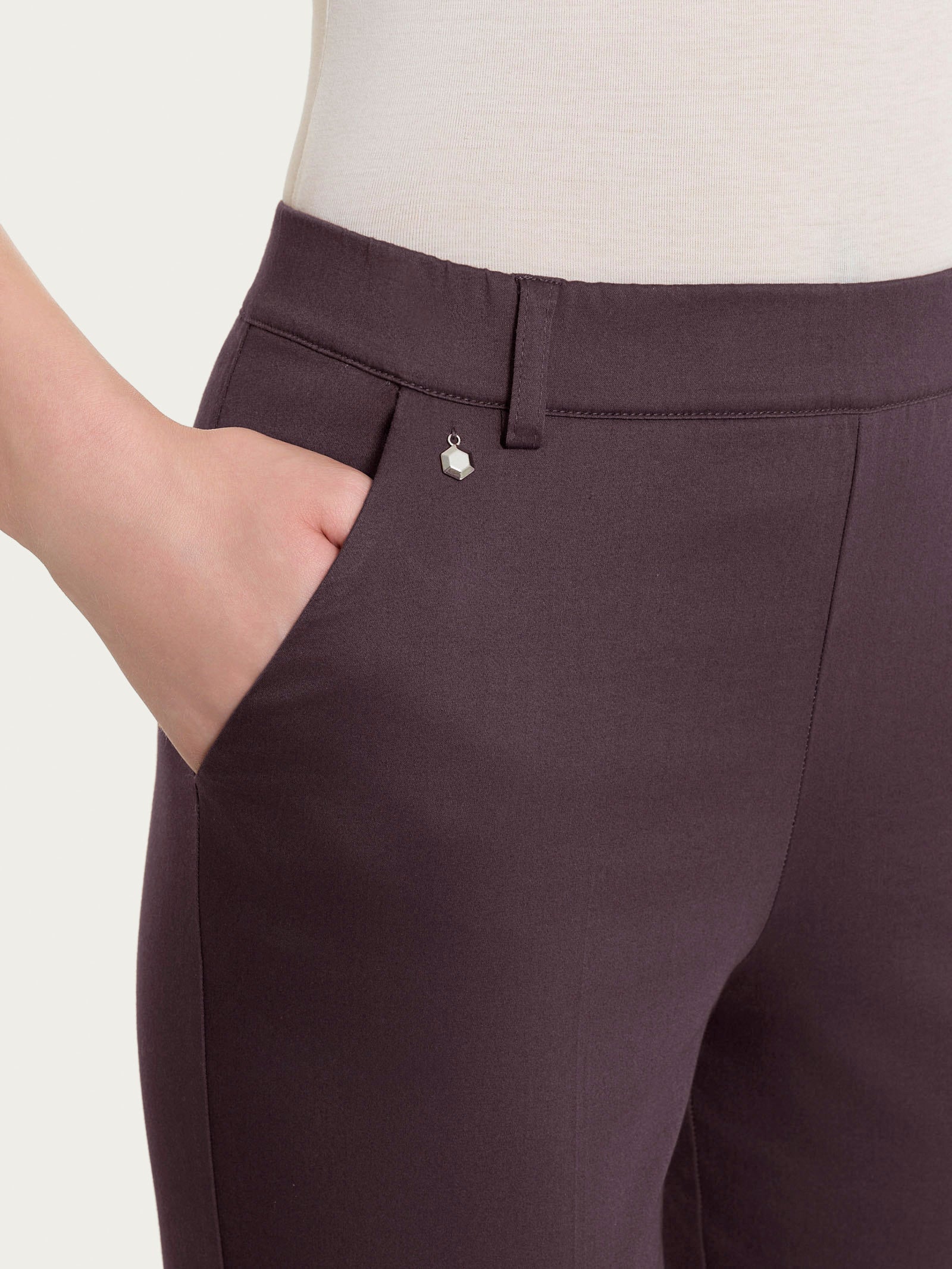 Ragno Satin Power Chino Slim Pantalone Raisin Viola