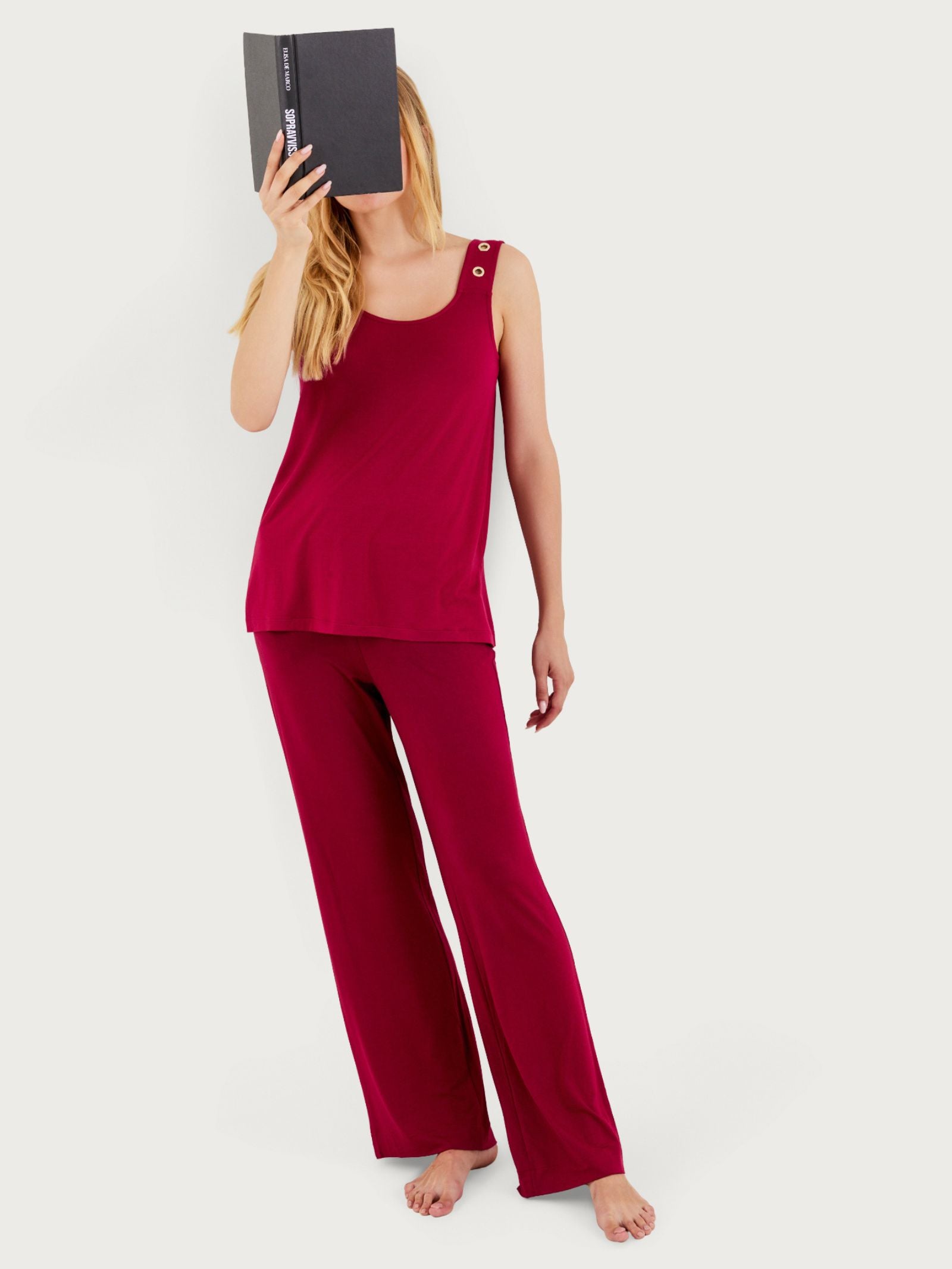 Ragno Viscosa Summer Top Spalla Larga Beet Red
