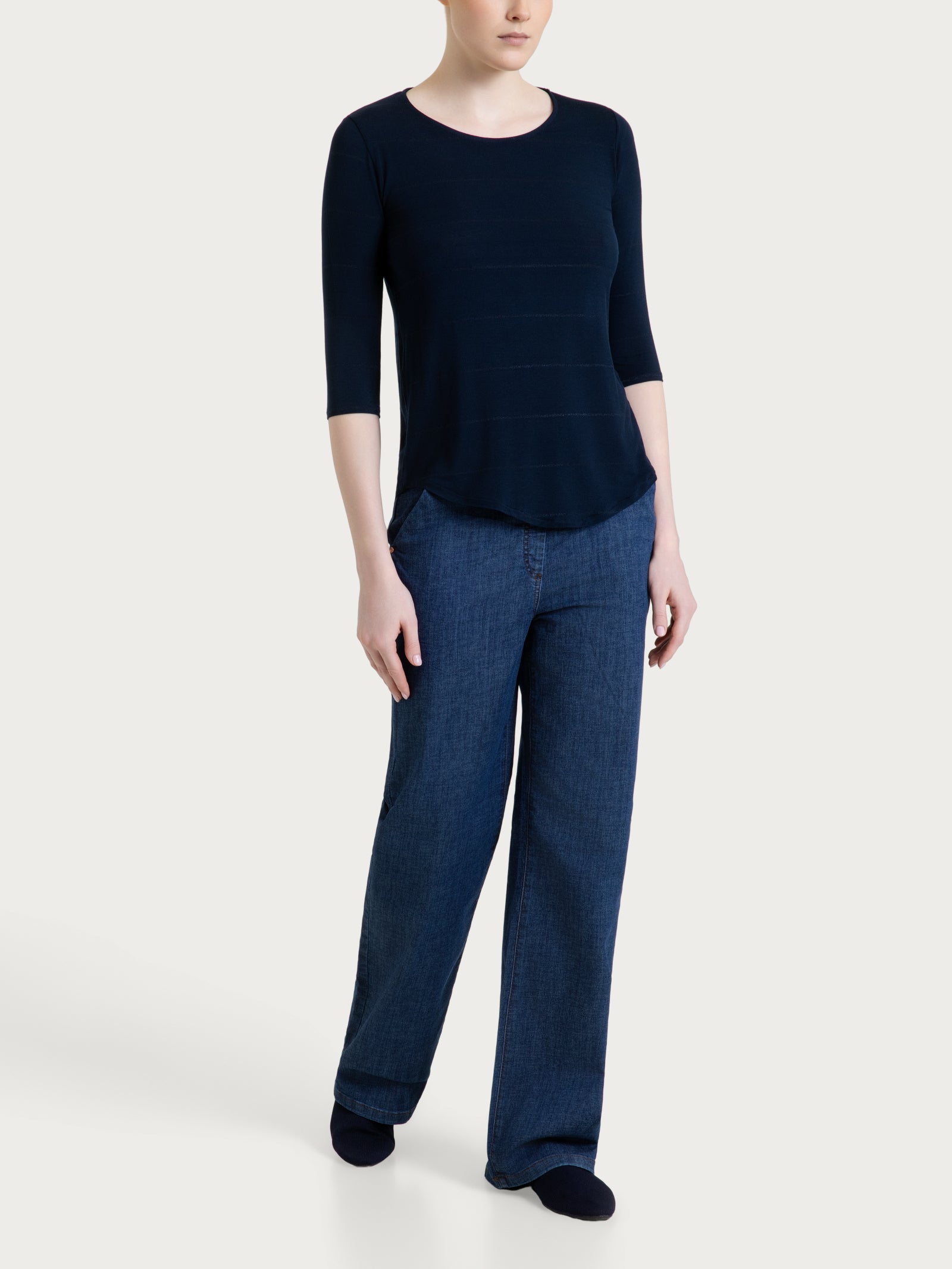 Ragno Summer Light maglietta girocollo Bleu micro righe