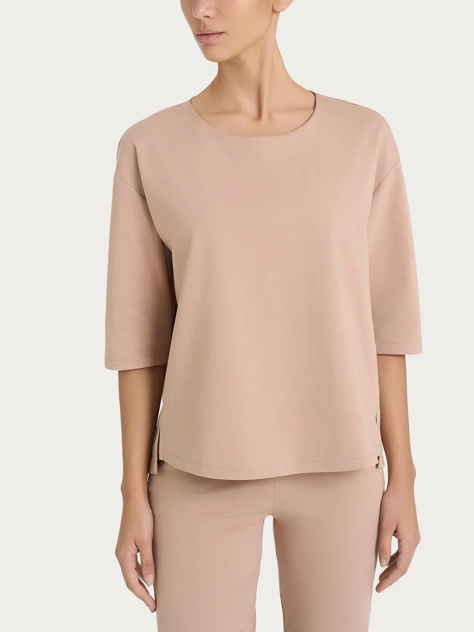 Ragno Compact Light maglia girocollo manica 3/4 warm taupe