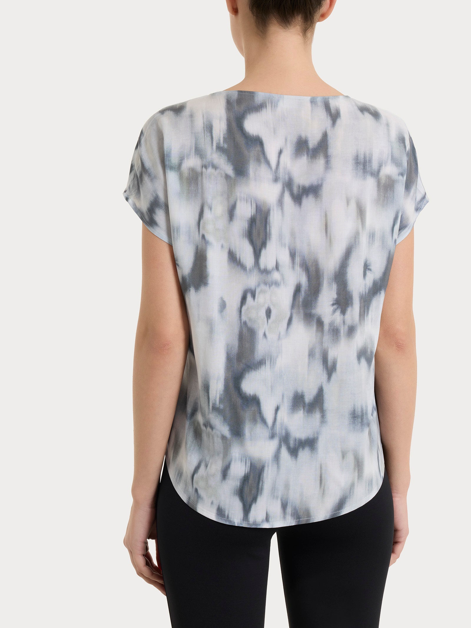 Ragno EcoSeta blusa manica corta Fant. Turbulence raso viscosa