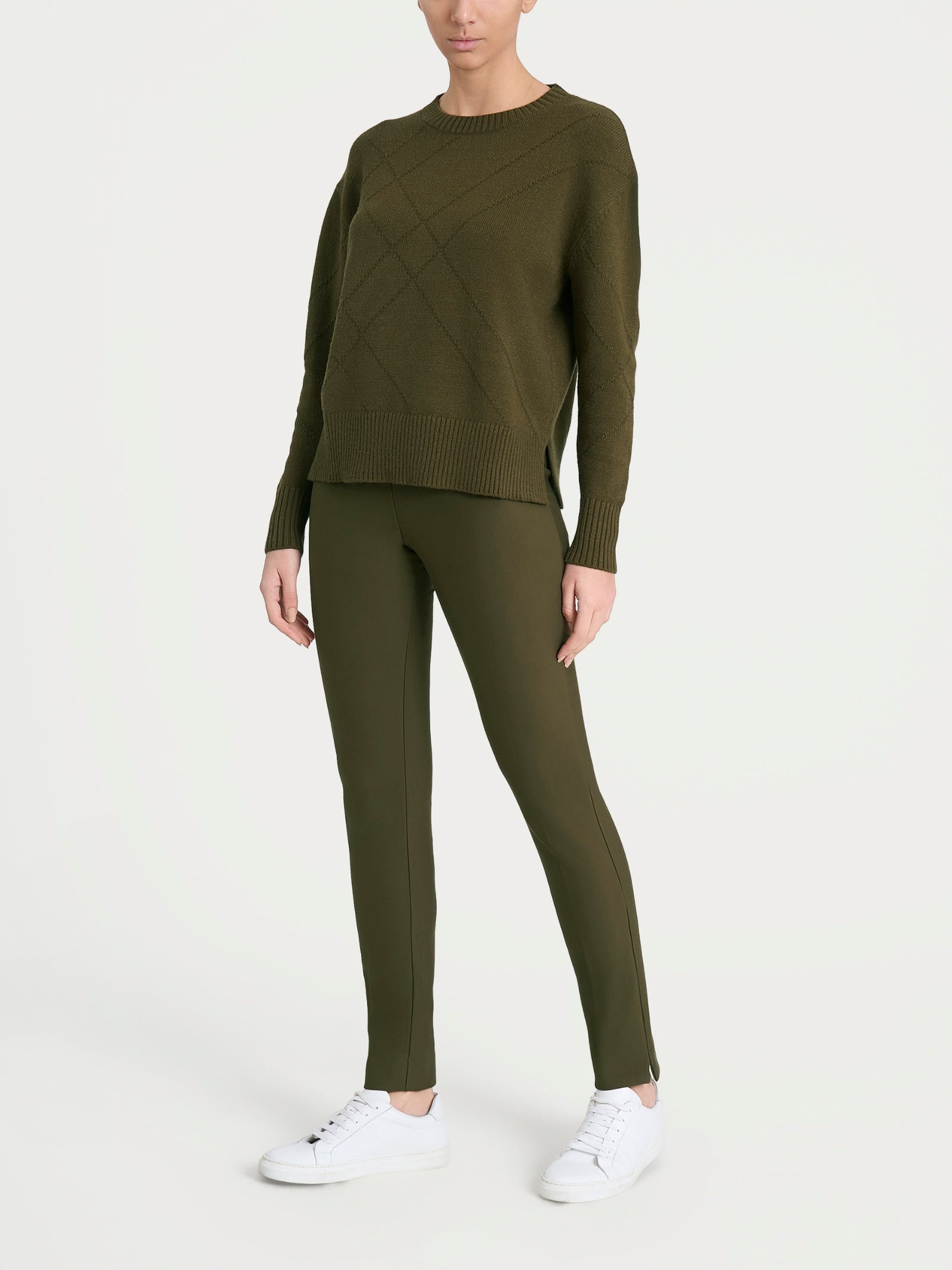 Ragno Super Soft maglia girocollo check Dark Olive