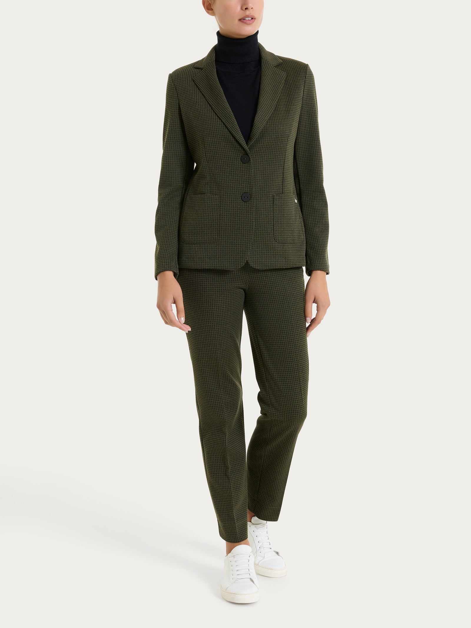 Ragno Eco Jacquard Blazer Donna Verde Micro Check 2 Bottoni