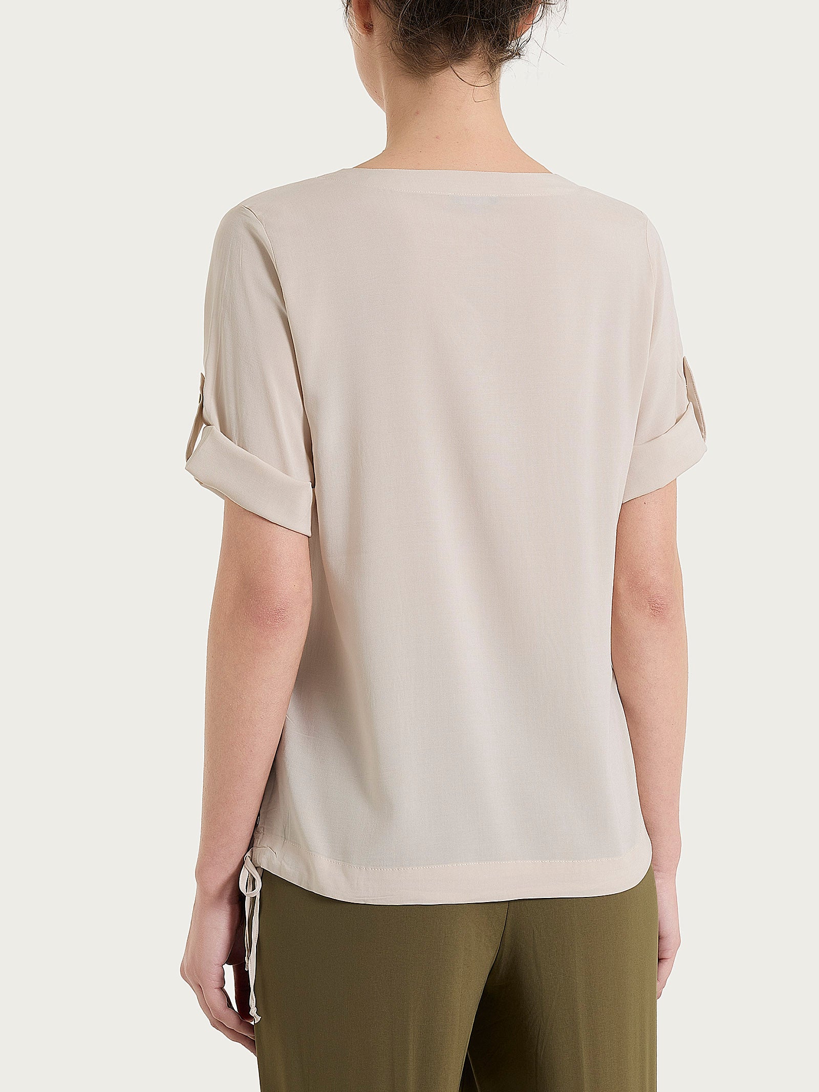 Ragno Voile Stretch blusa donna scollo V champignon
