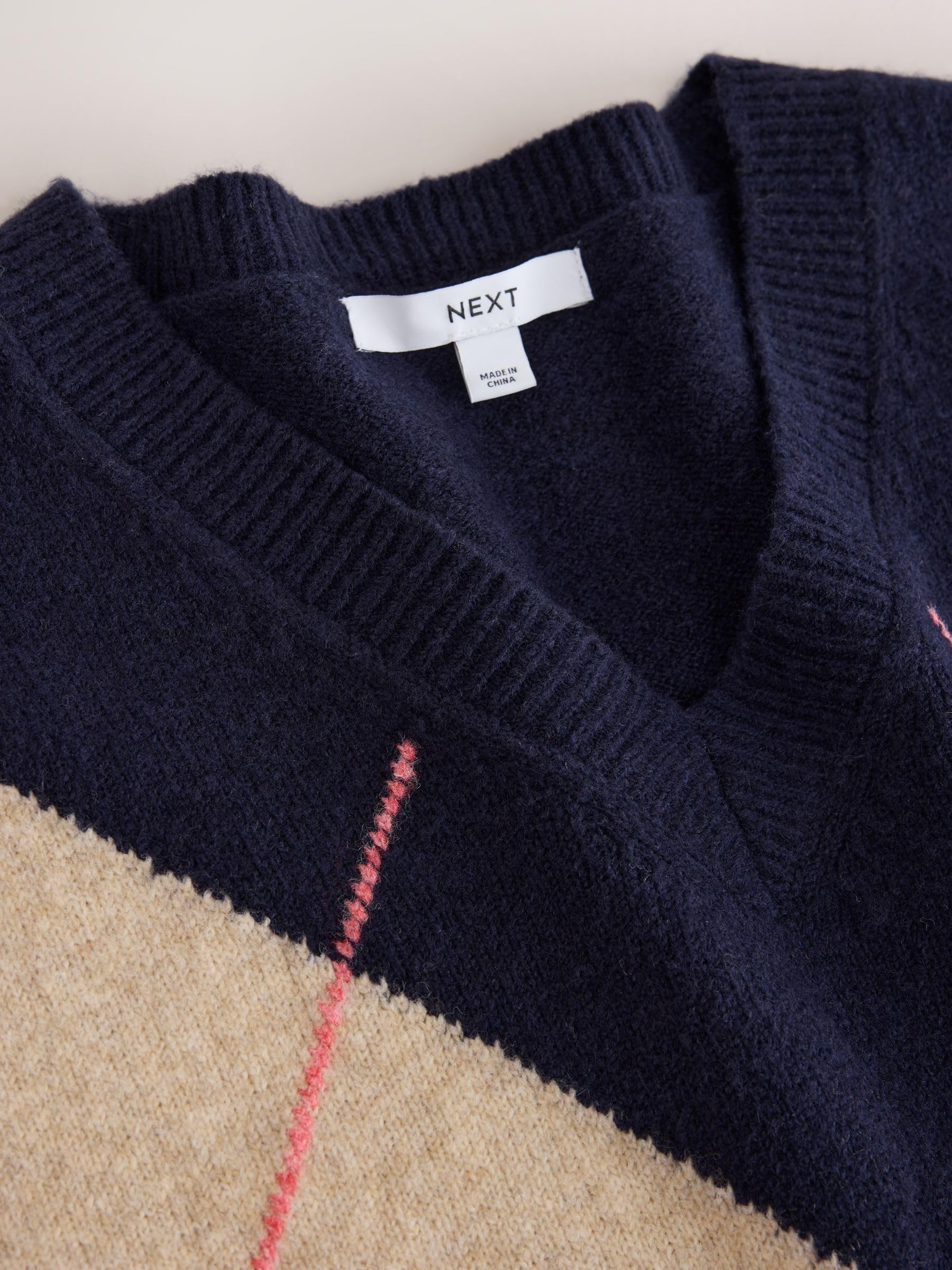 Next canotta M blu argyle in cotone comoda