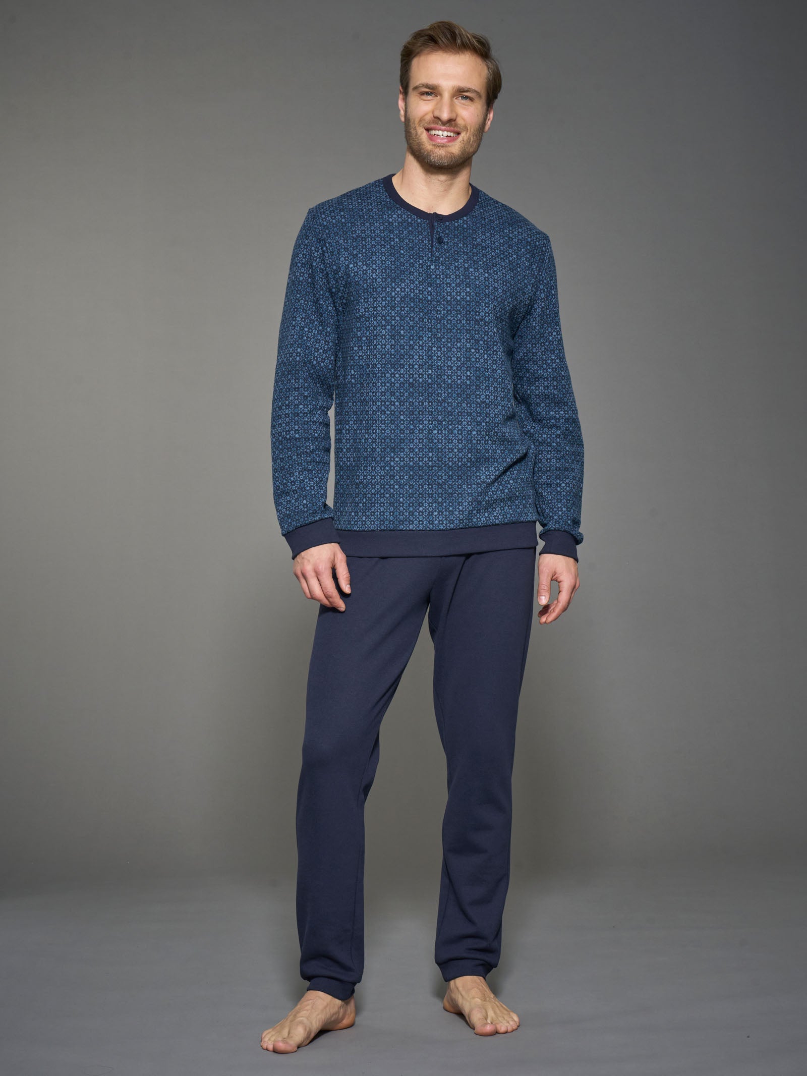 Ragno Cotton Eco Pile Pigiama Serafino Delavé pile