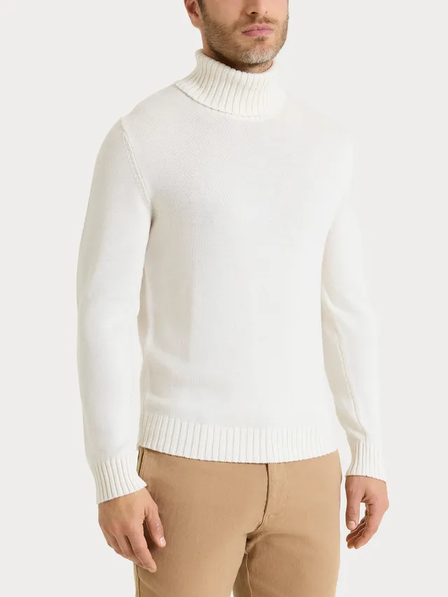 Ragno Merino Soft Dolcevita Maglione Uomo Avorio Pura Lana