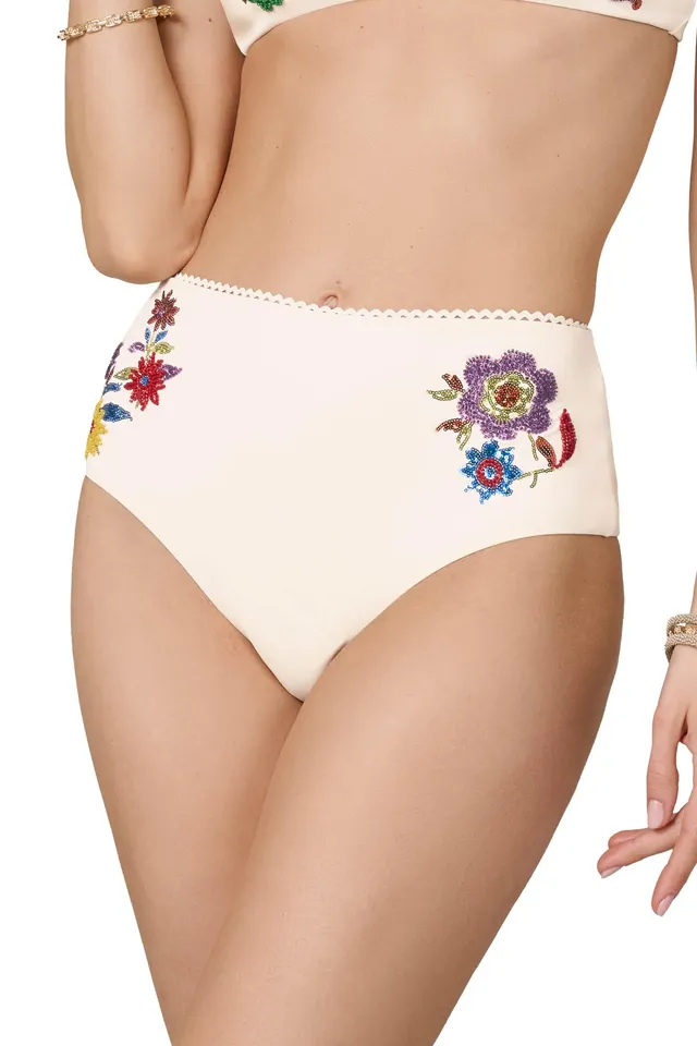 Goldenpoint Encanto slip bikini alto ricami floreali microfibra