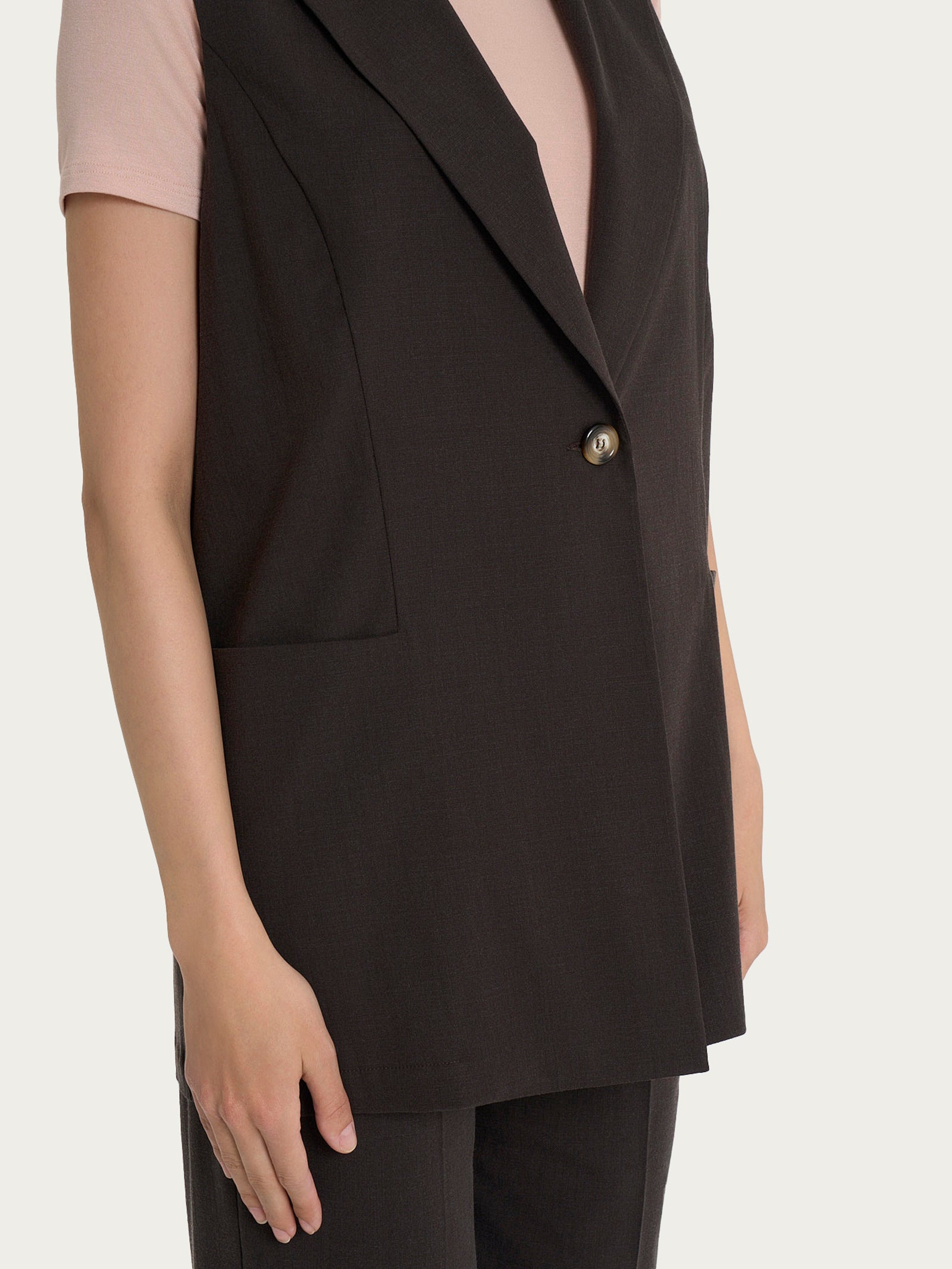 Ragno Super Natural Gilet Lungo Tencel Chocolate Torte