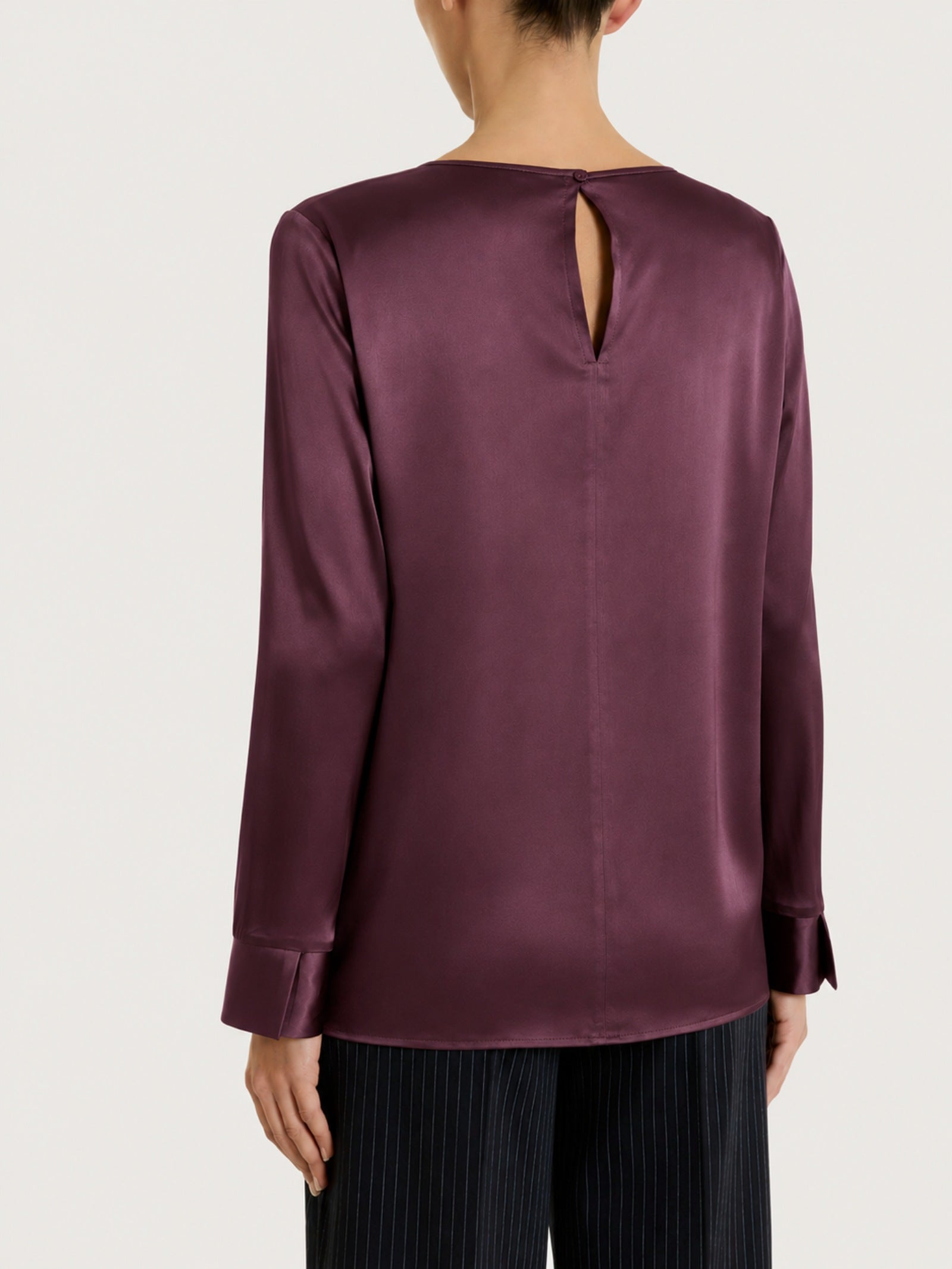 Ragno Stretch Satin blusa manica lunga viola Huckleberry