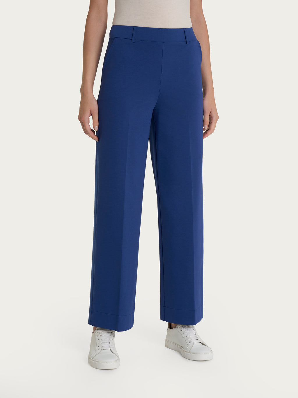 Ragno Compact Light Pantaloni Cropped Wide Blueberry