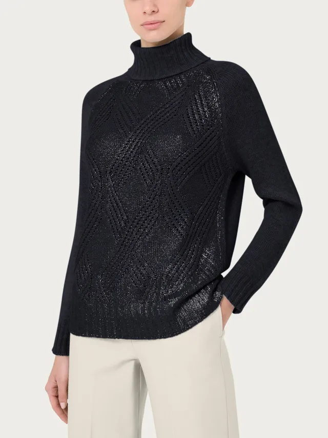 Ragno Merino Soft Dolcevita Misto Angora Nero calda