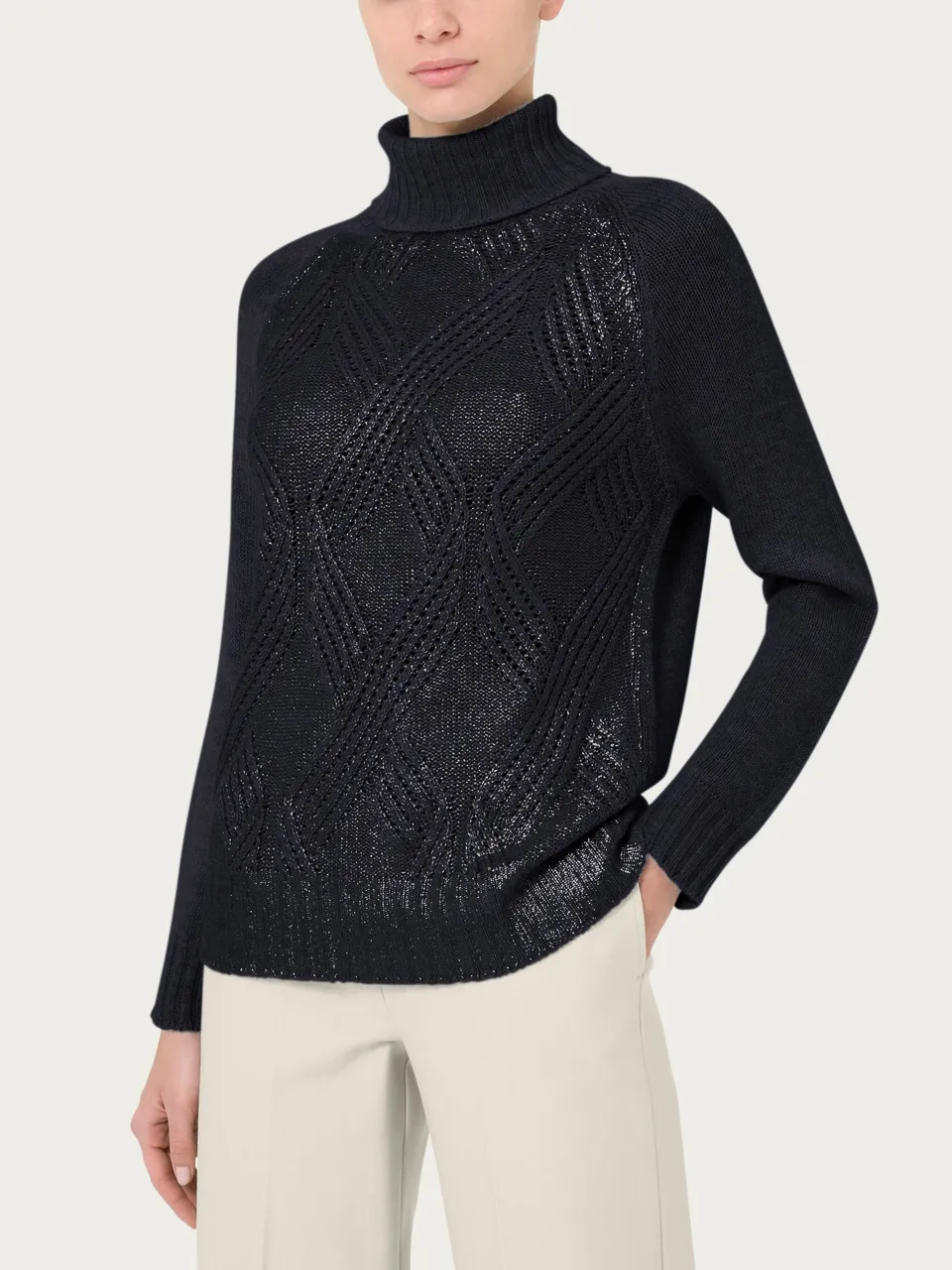 Ragno Merino Soft Dolcevita Misto Angora Nero calda