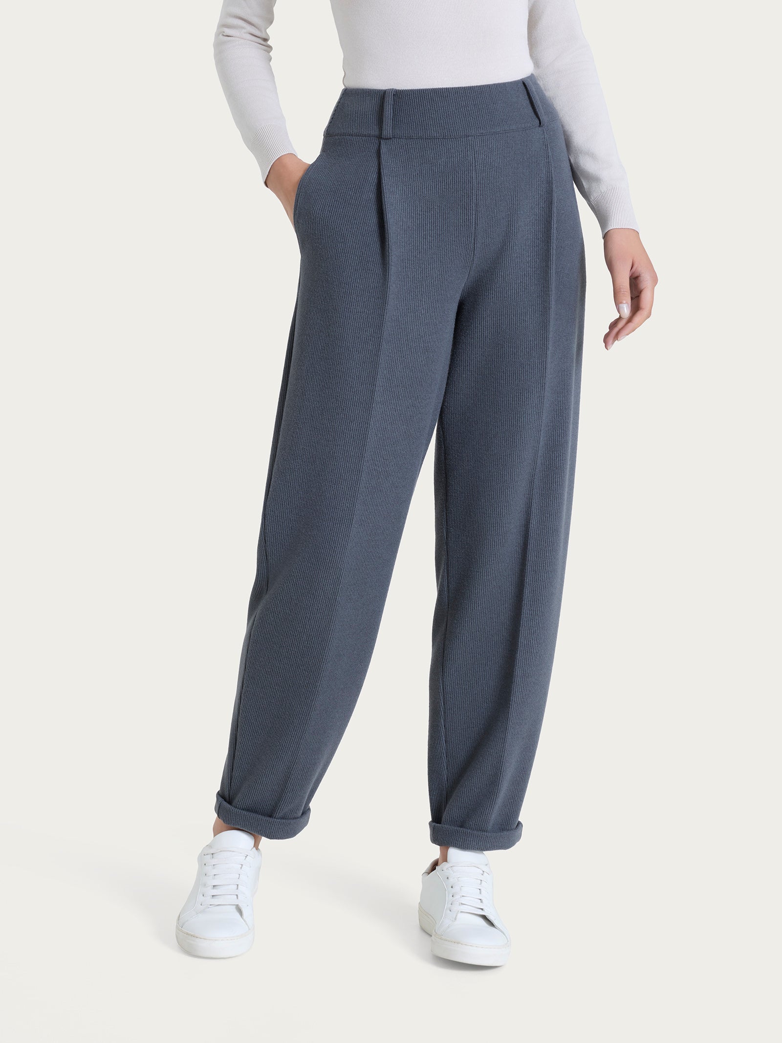Ragno Velvet pantalone carota pinces Dark Shadow