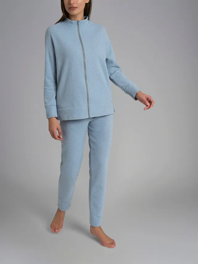 Ragno Notte Pigiama Zip Cotone Pile Grigio Nebbia