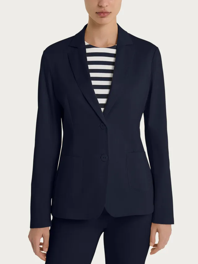 Ragno Satin Power blazer due bottoni blu cotone elasticizzato