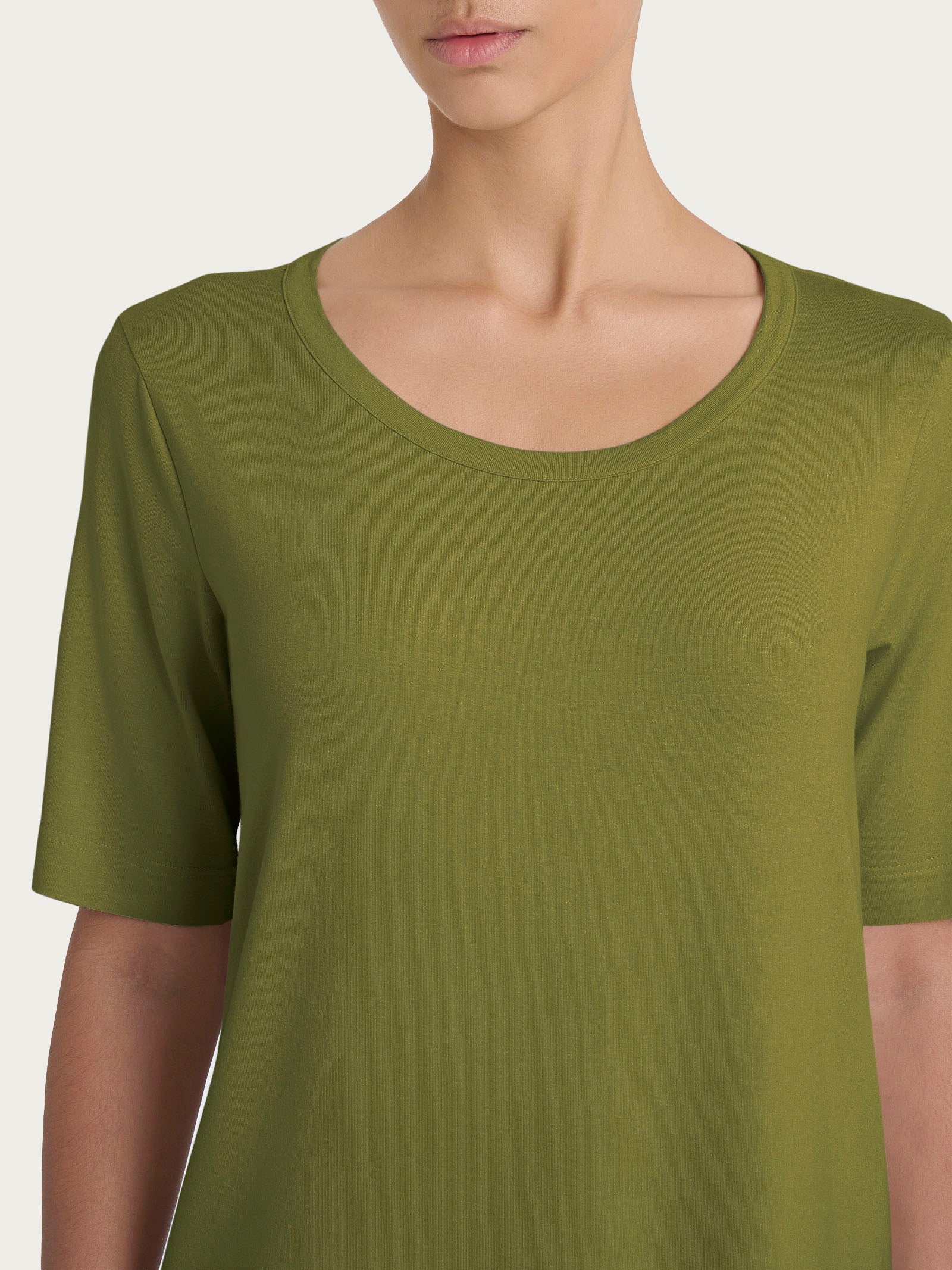 Ragno Maglietta Girocollo Donna Manica Corta Verde Viscosa