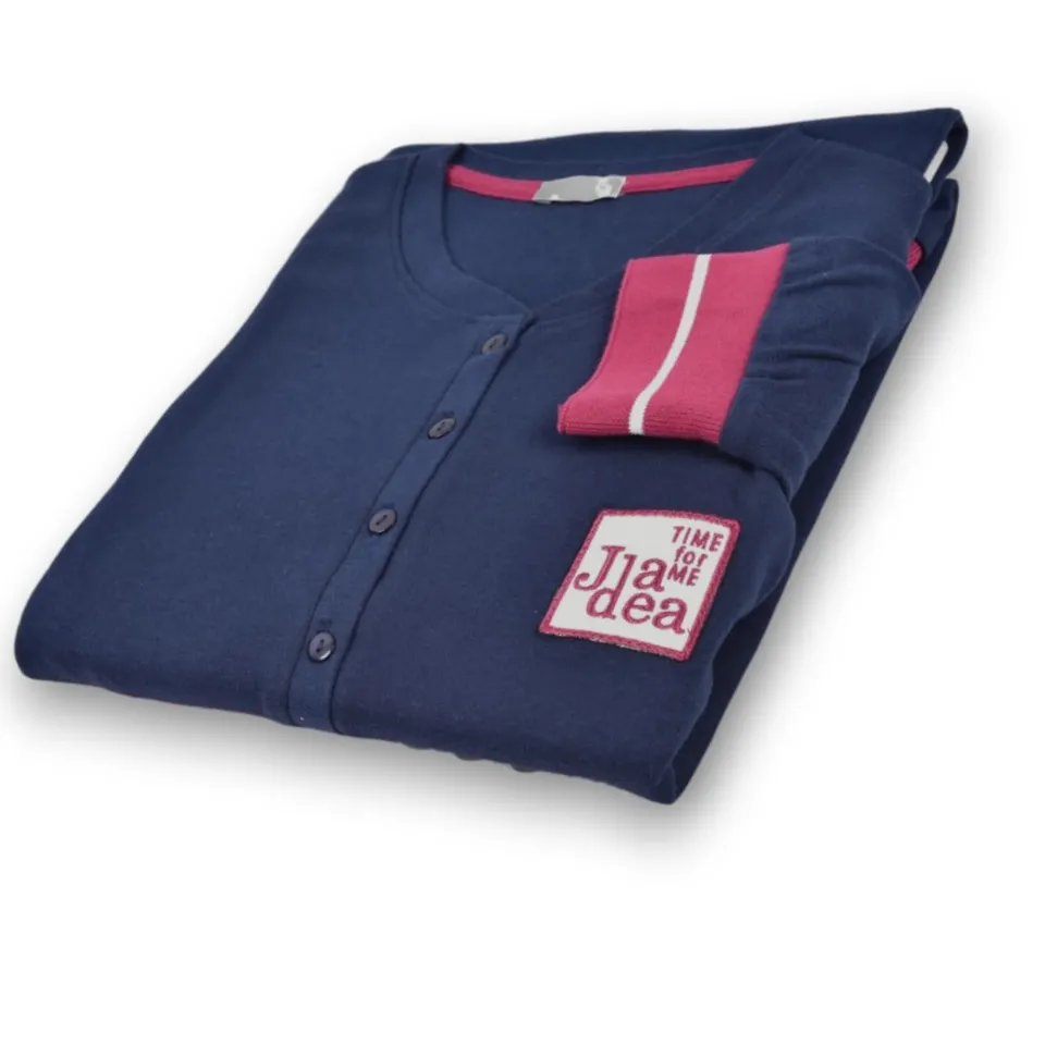 Lady C Pigiama Ragazza Cotone Jersey Serafino 5 Bottoni Interlock
