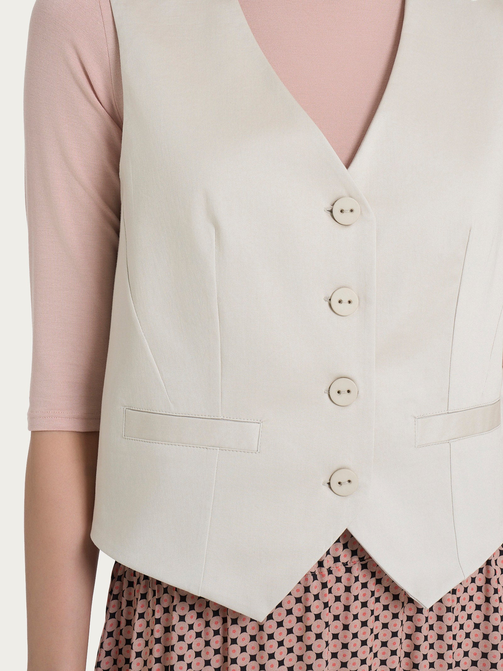 Ragno Satin Power gilet 4 bottoni champignon elasticizzato