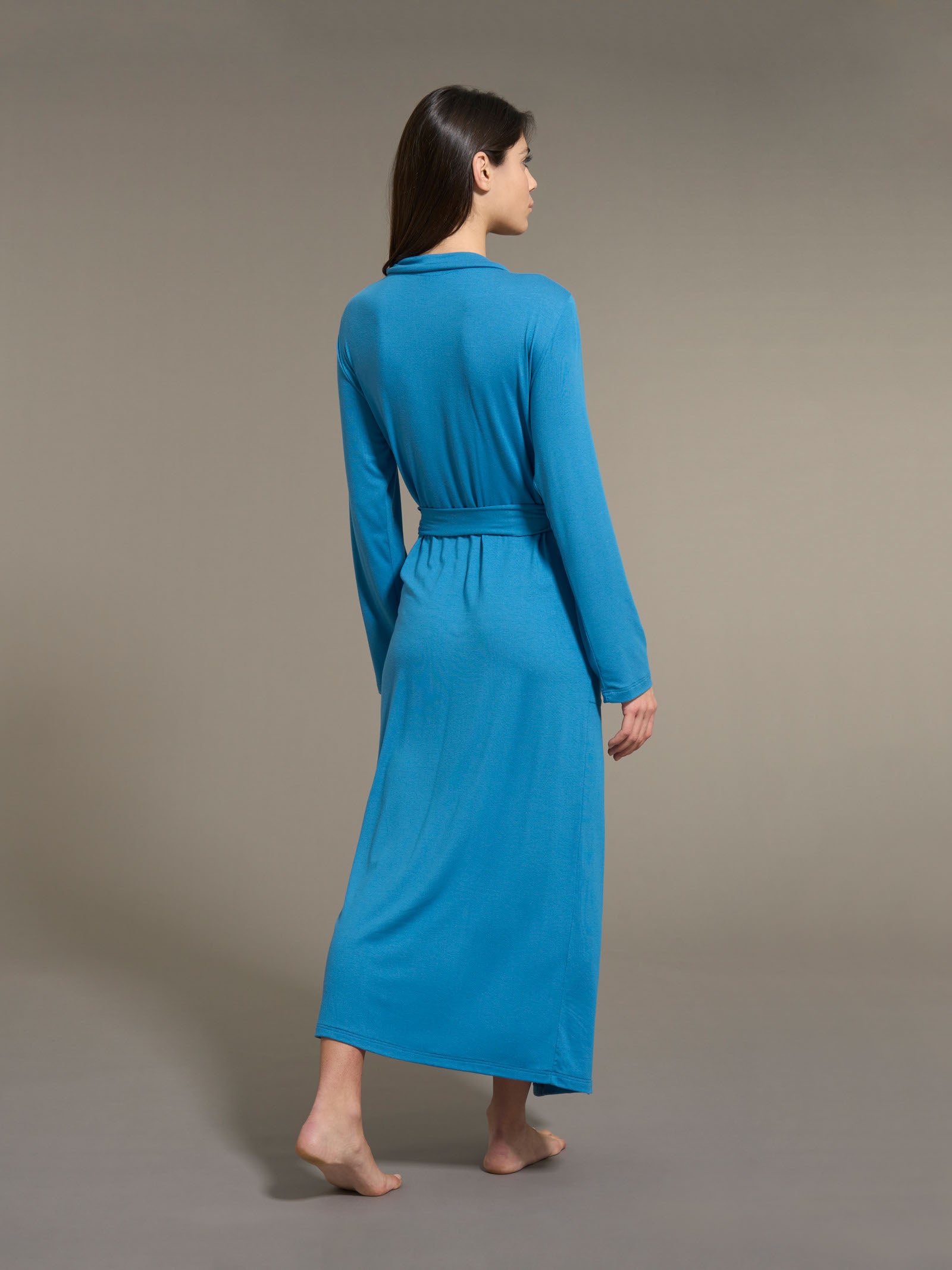 Ragno Micromodal Vestaglia Lunga Vallarta Blue interlock