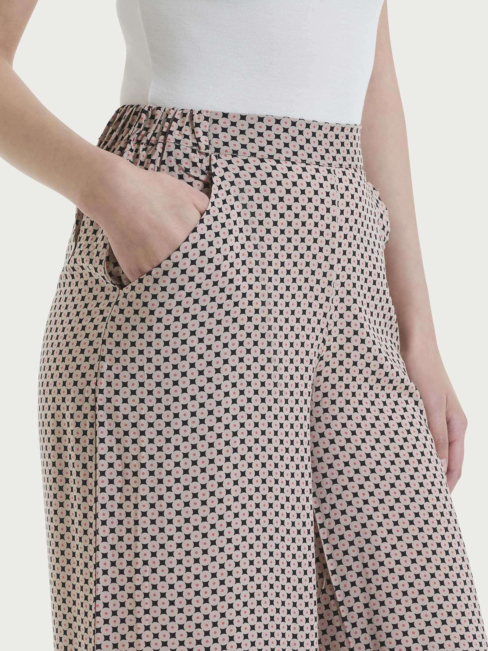 Ragno Pantalone Palazzo Ecoseta Fantasia Nero viscosa