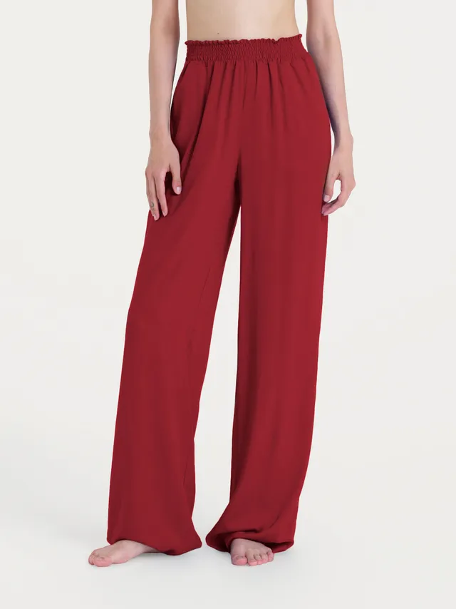 Ragno Ecoseta Pantalone Ampio Wide Leg viscosa Brandy Snifter