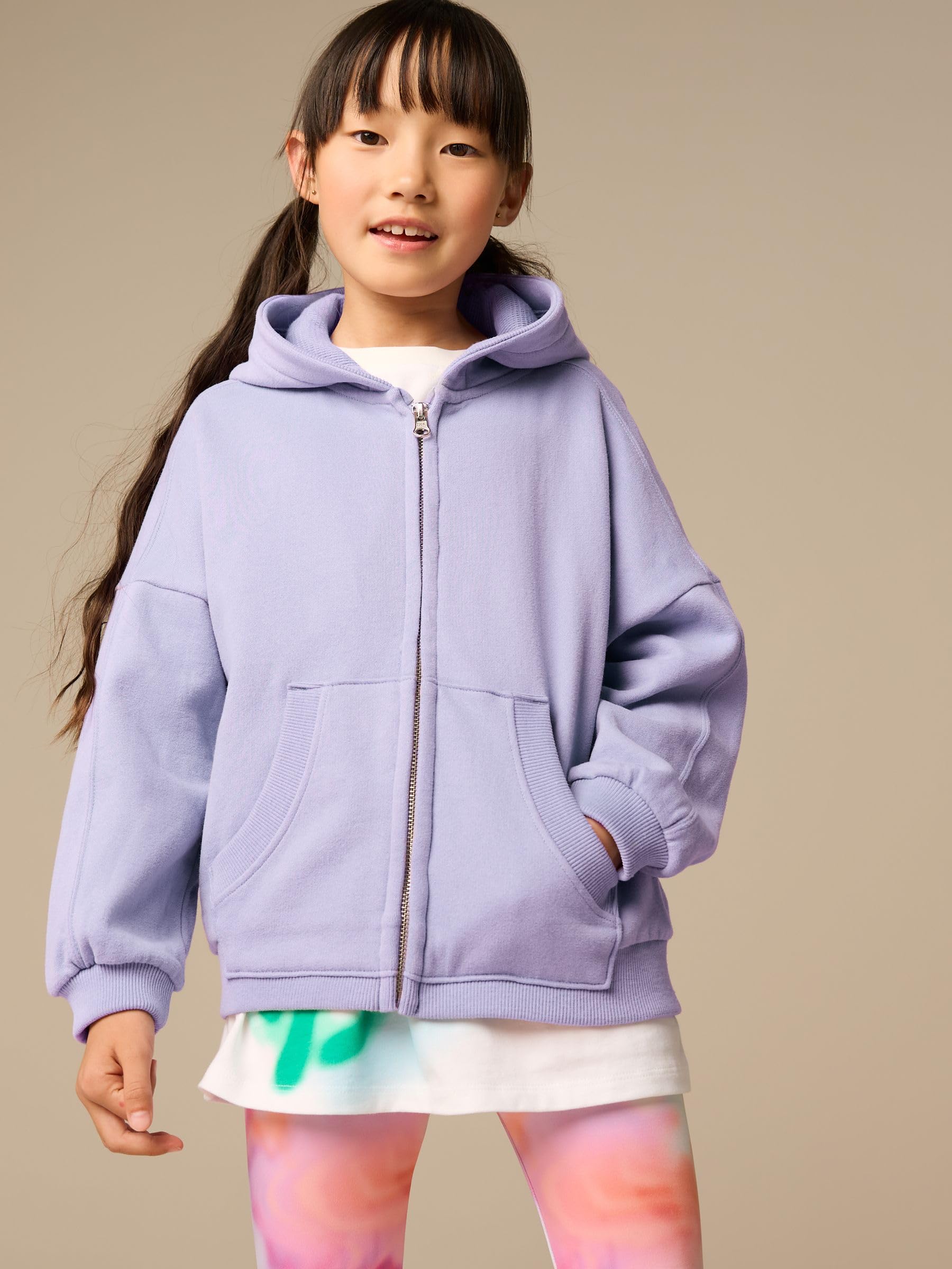 Next felpa ragazza zip viola con cappuccio Dusky Purple