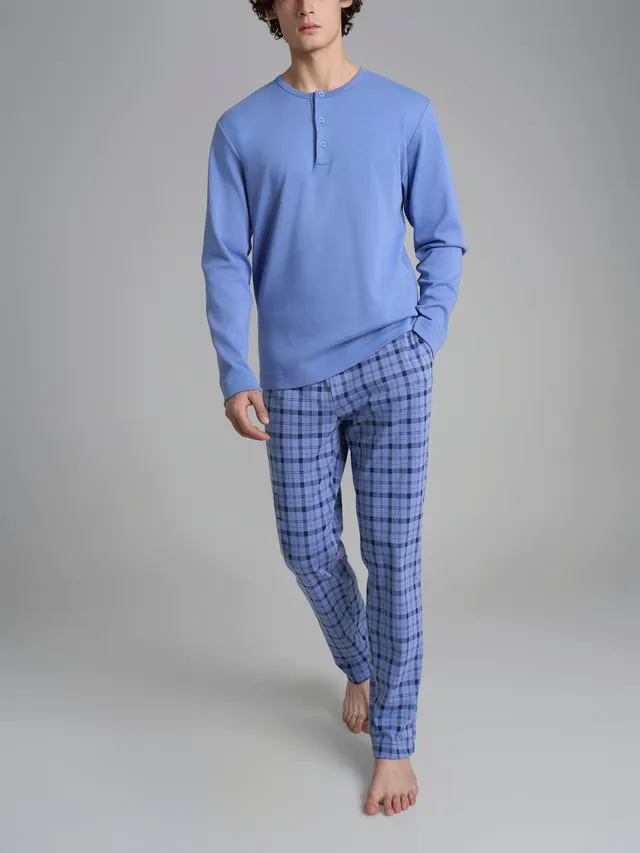 Ragno pigiama serafino cotone Colony Blue Tartan interlock