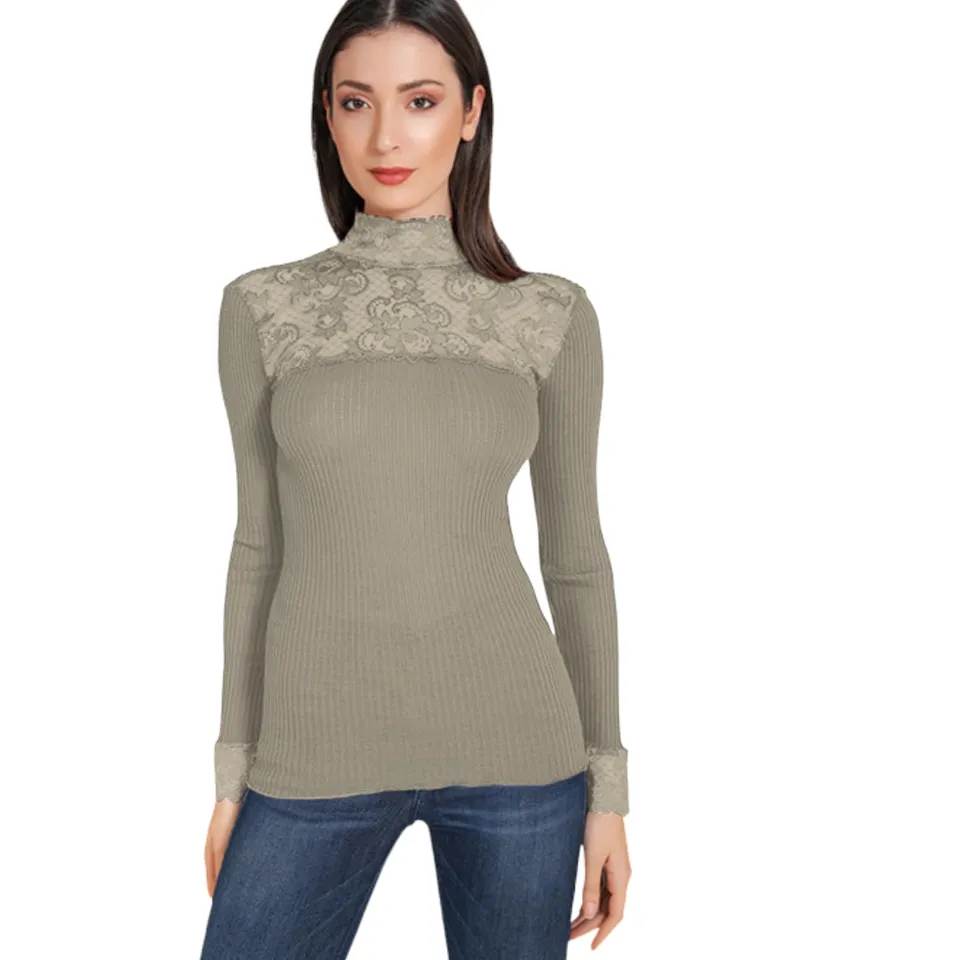 Lady C maglia lupetto lana microfibra donna S-M pizzo