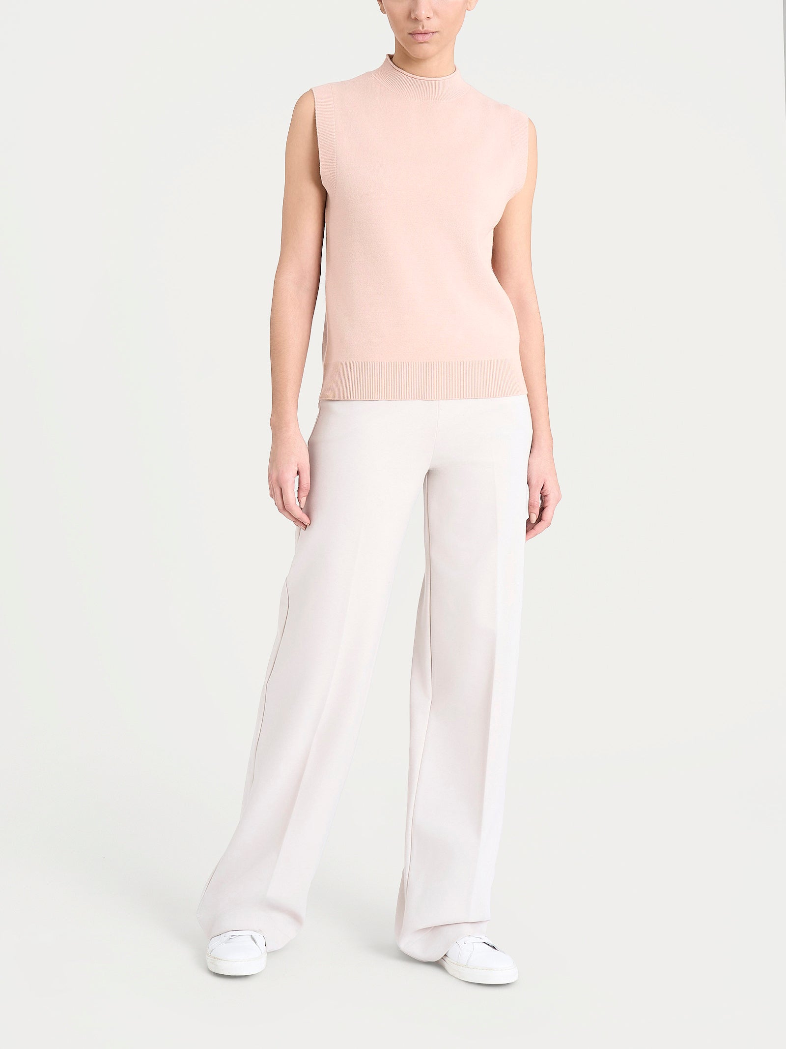 Ragno Super Soft maglia smanicata lupetto rosa collo arricciato
