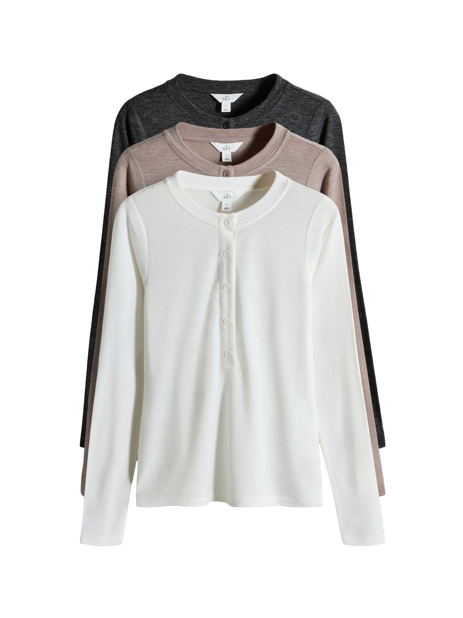 Next The Set Top Henley manica lunga confezione 3 trasparenti