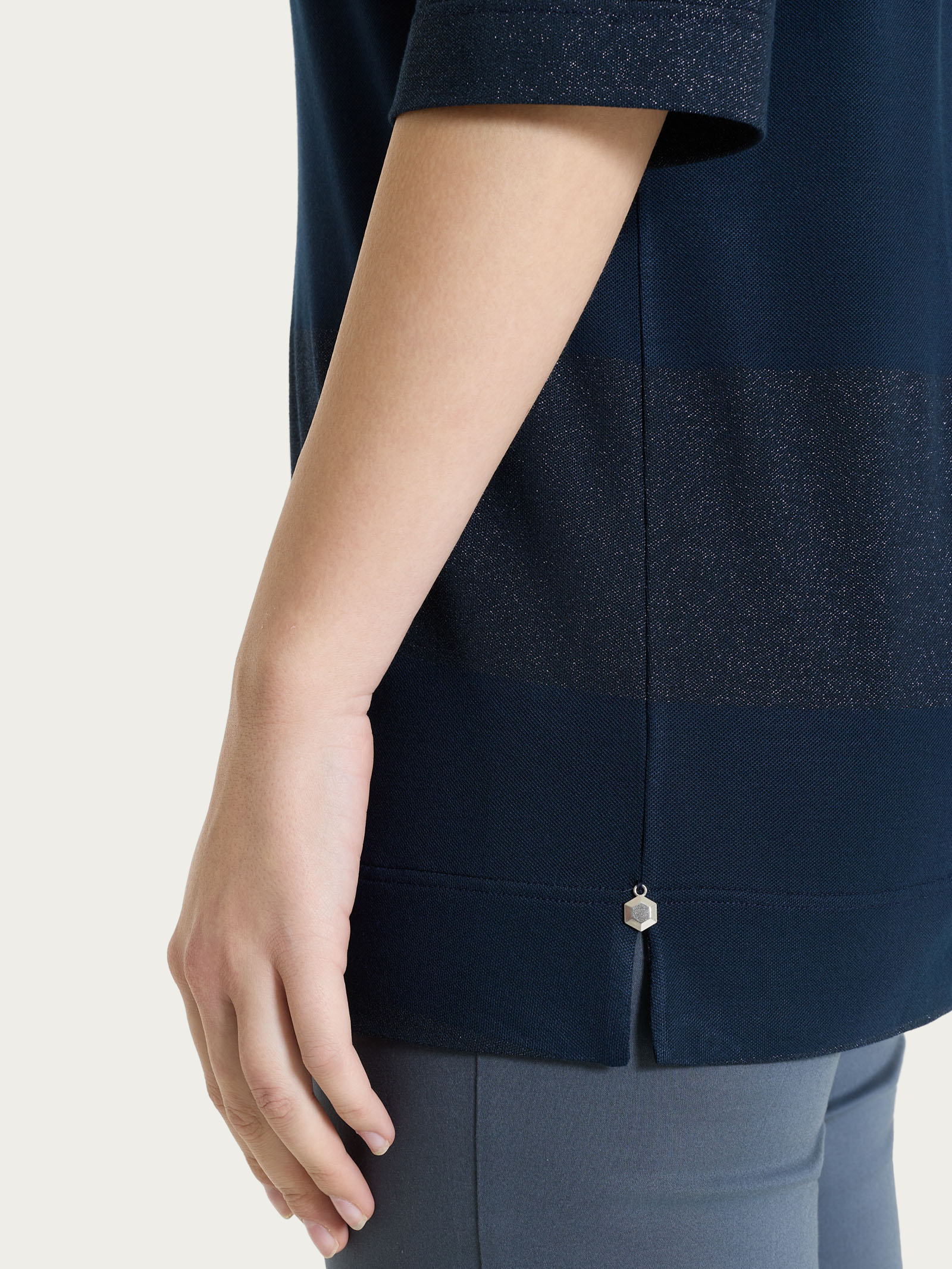 Ragno Summer Light maglietta barchetta righe bleu lurex