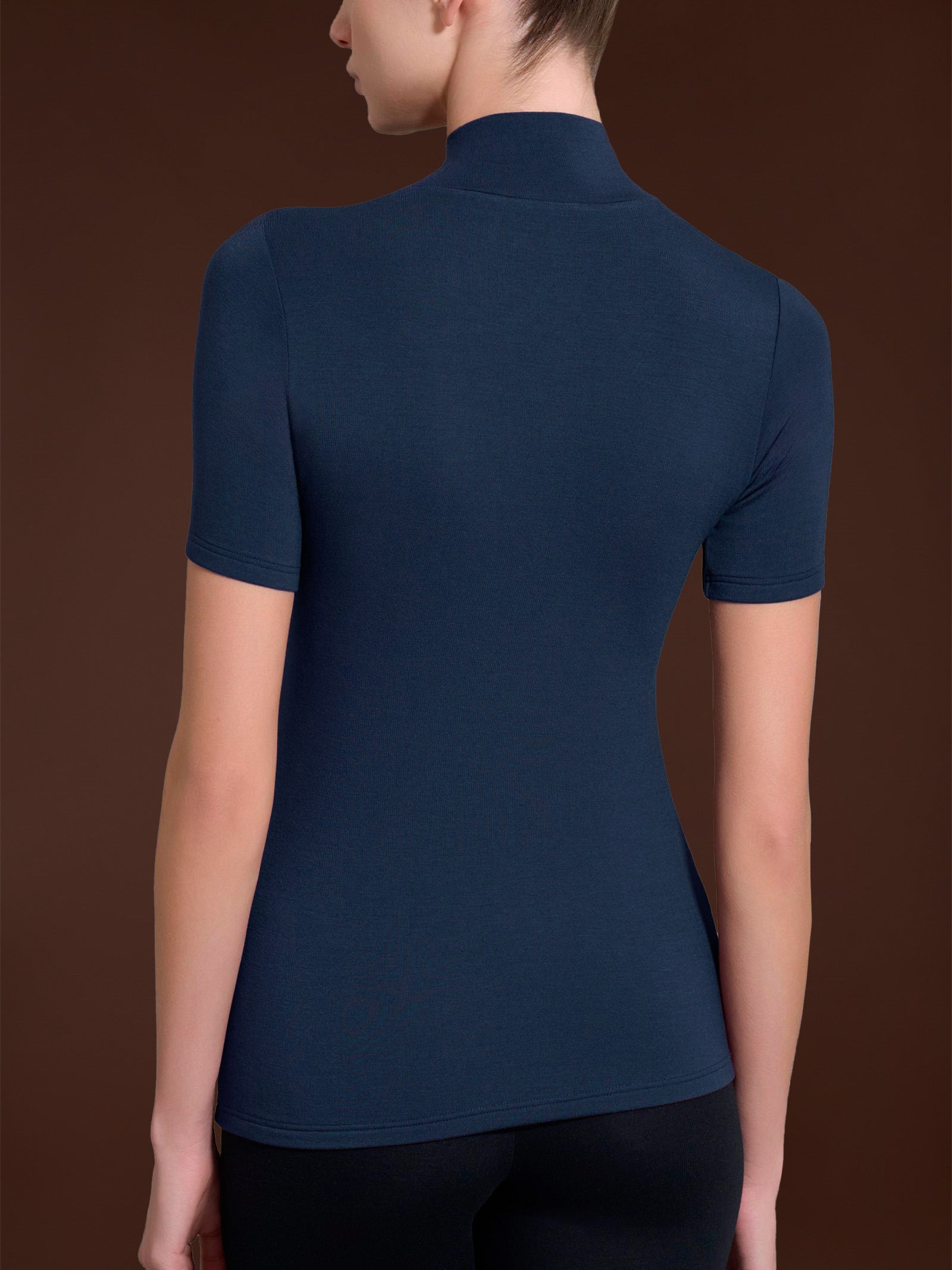Ragno Eco Viscosa maglietta collo alto Bleu viscosa