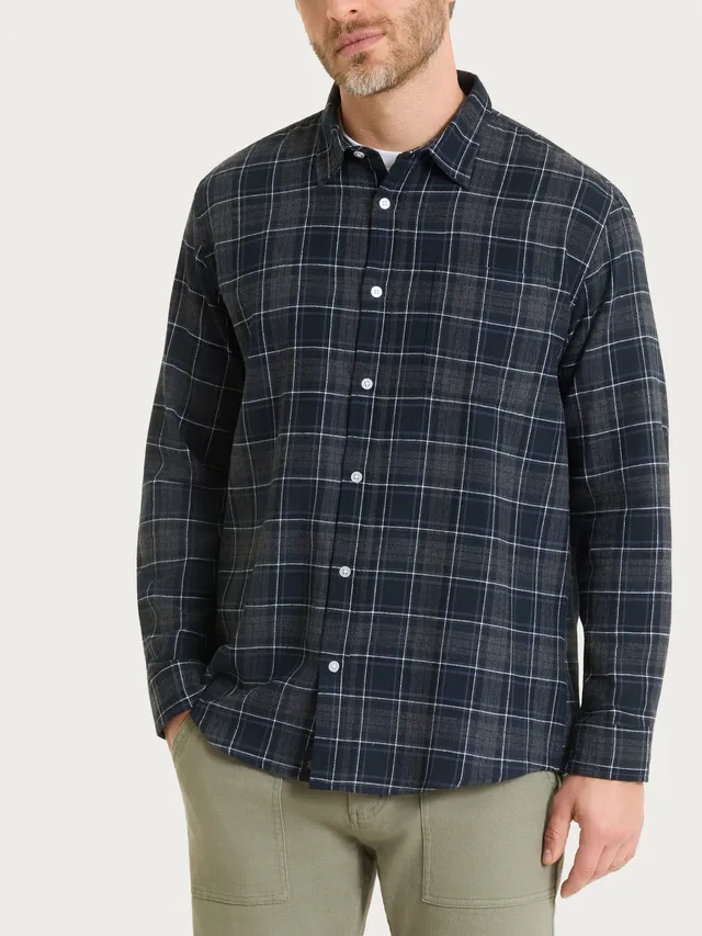 Ragno Cotton Flannel Camicia Uomo Tartan Blu Cotone