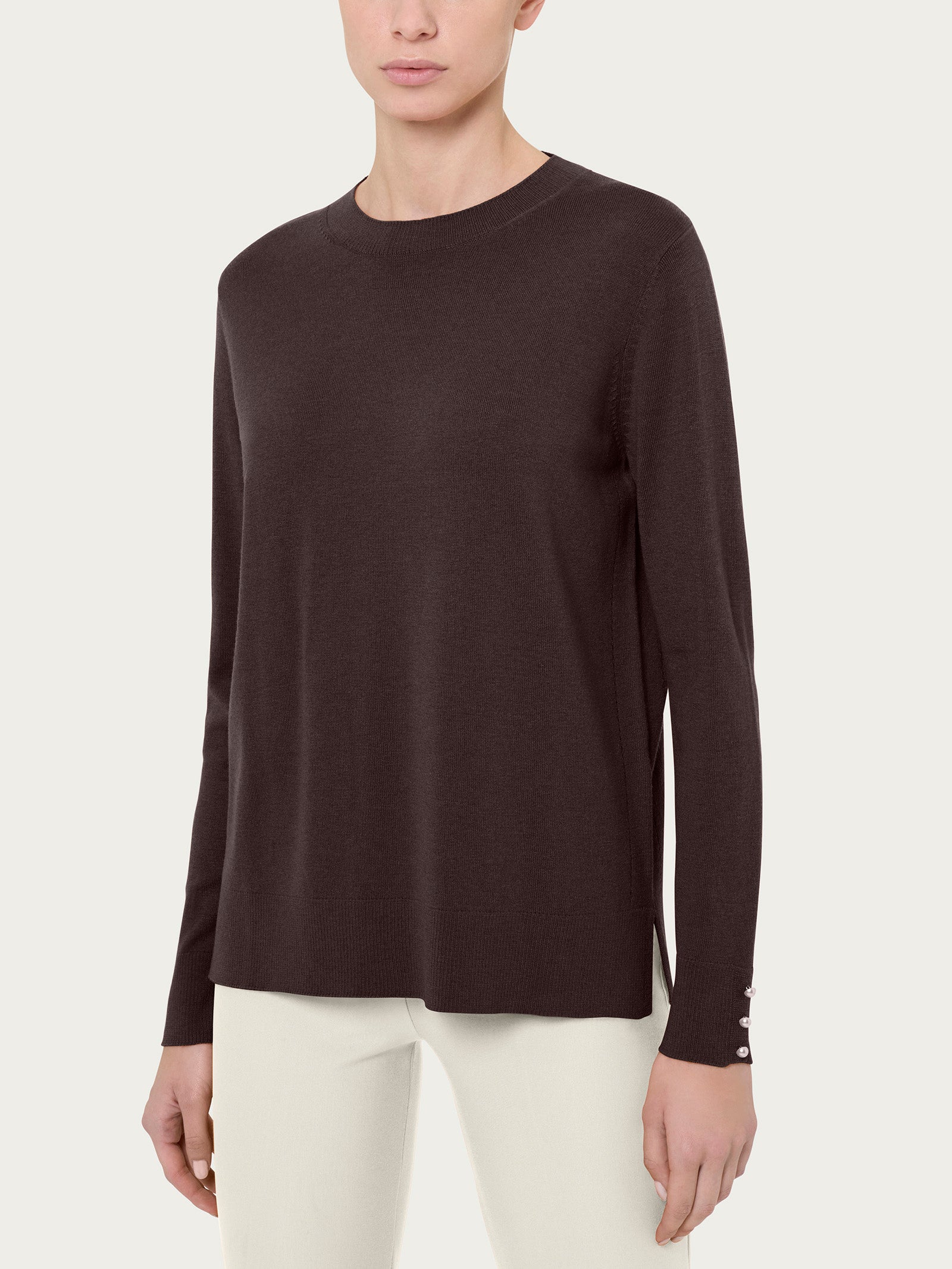 Ragno Maglia Girocollo Perline Merino Soft Chocolate Torte