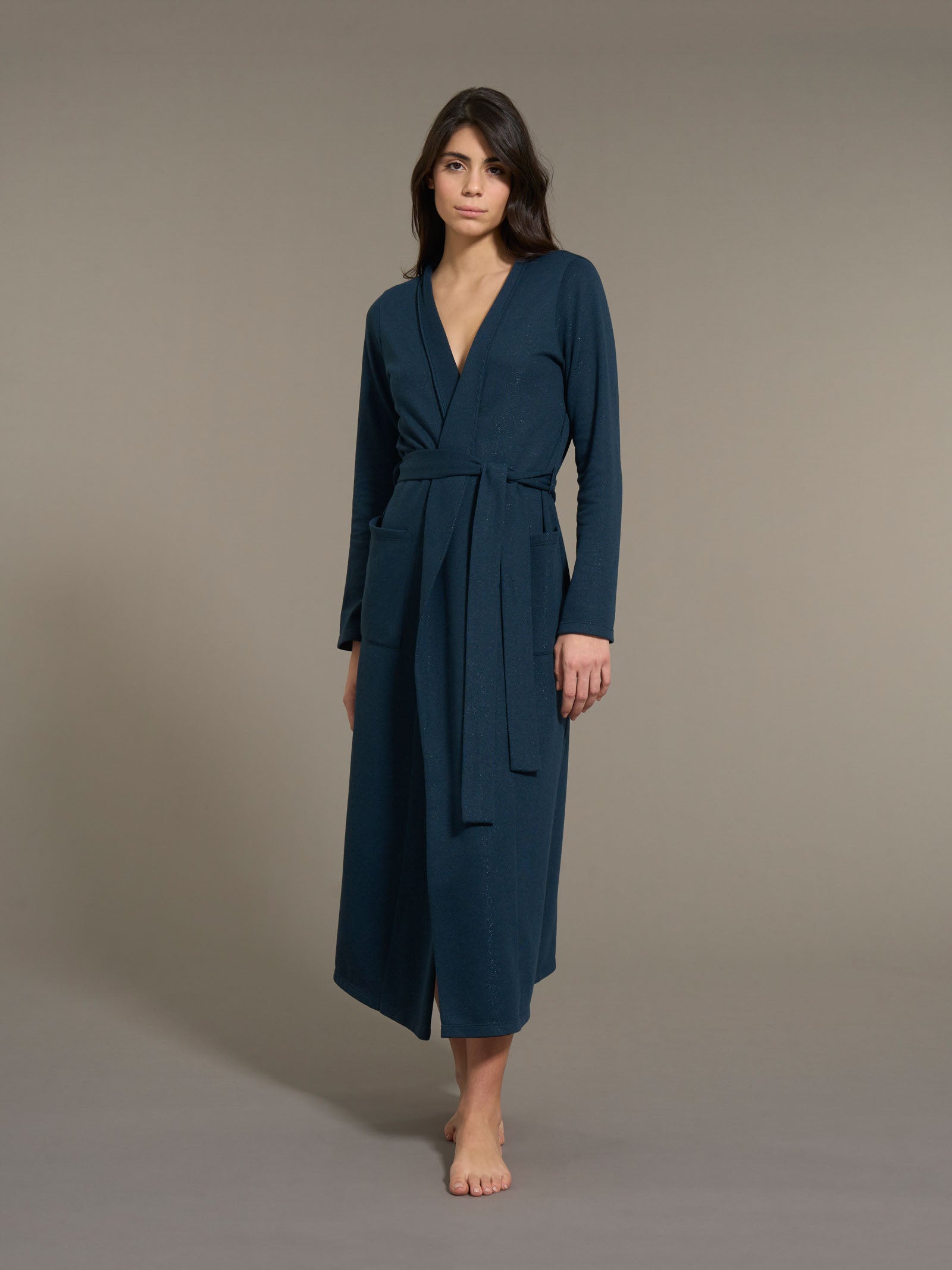 Ragno Cotton Eco Pile Vestaglia lunga vestaglia Reflecting Pond lurex